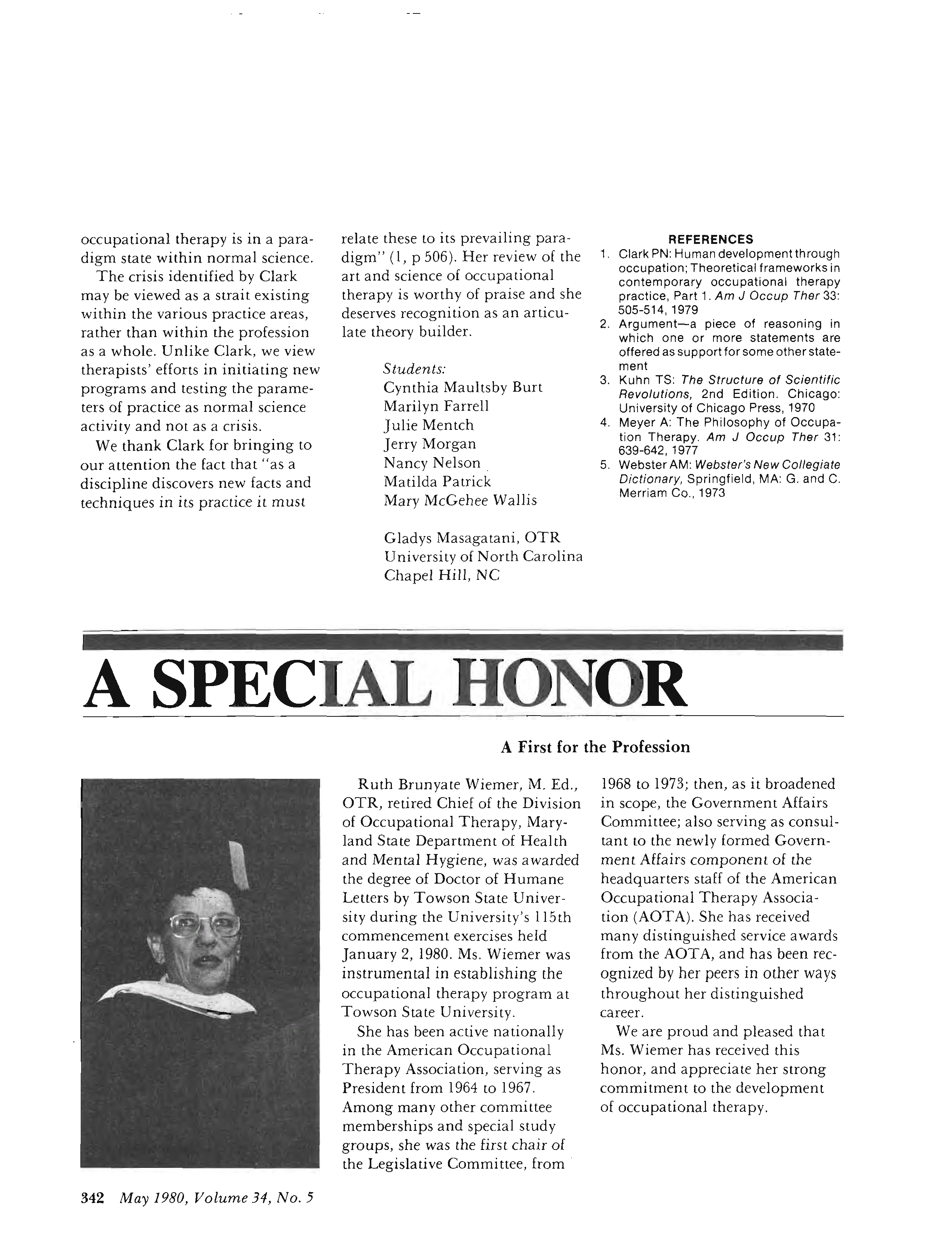First page of Ruth Brunyate Wiemer