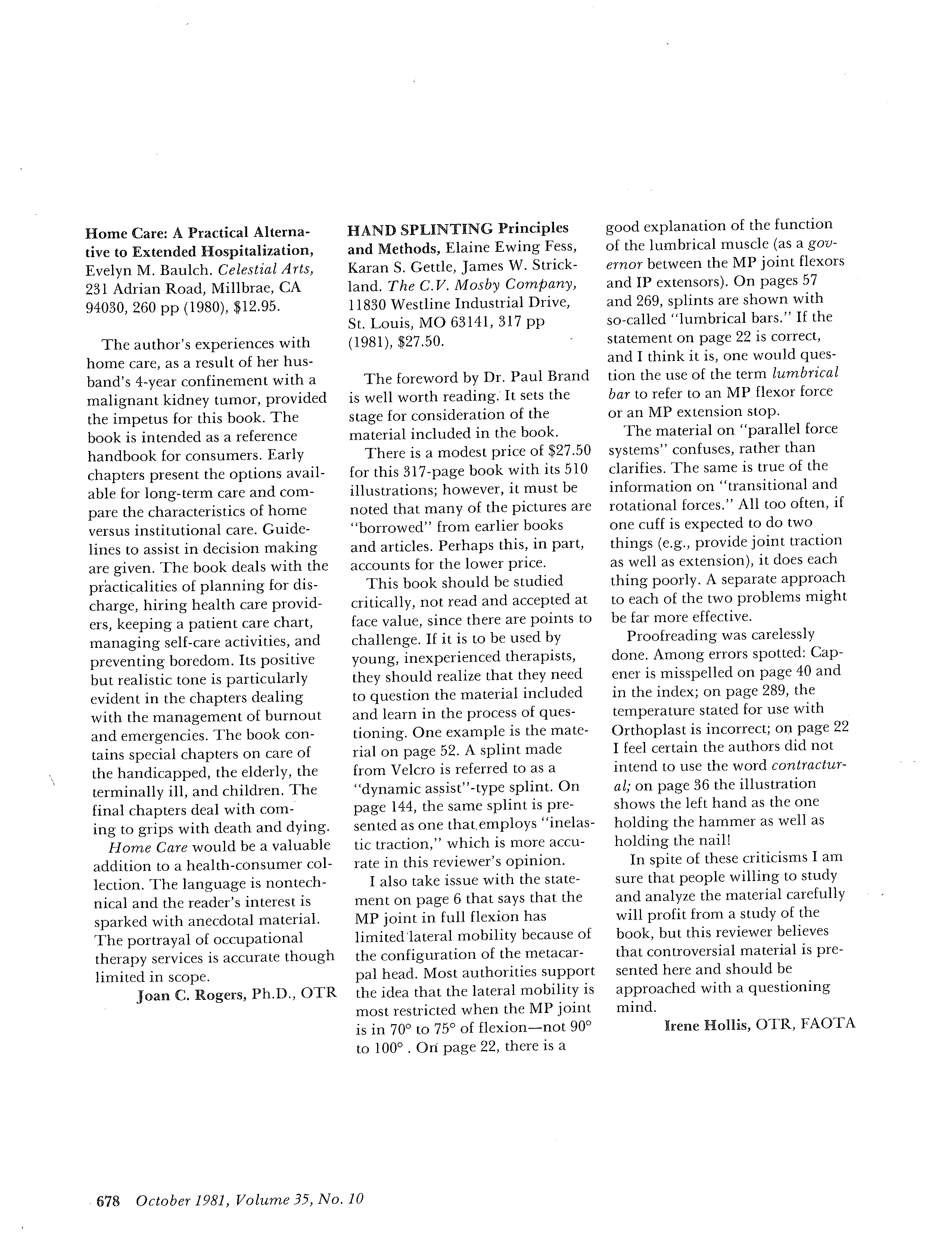 First page of HAND SPLINTING Principles and Methods