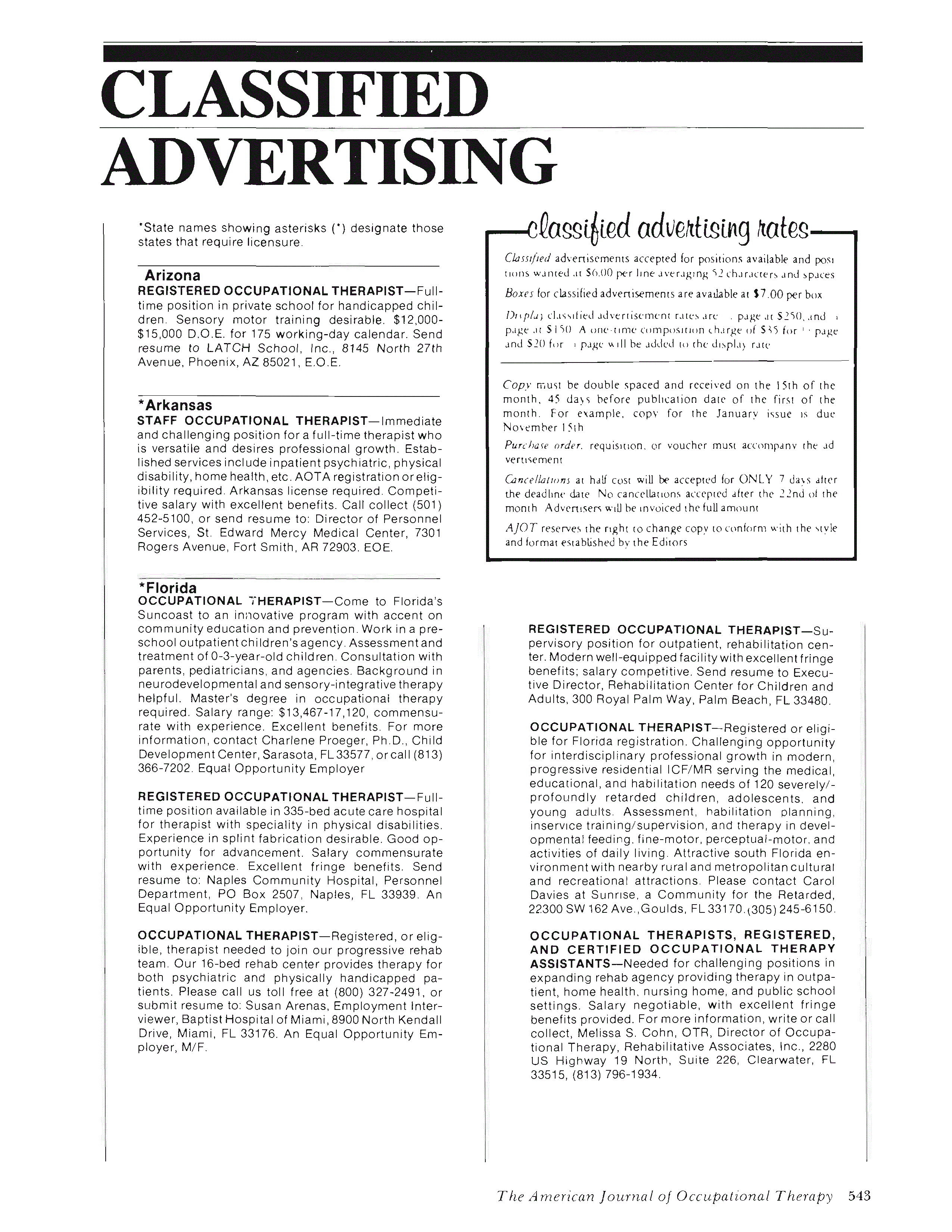 First page of Classified Advertising