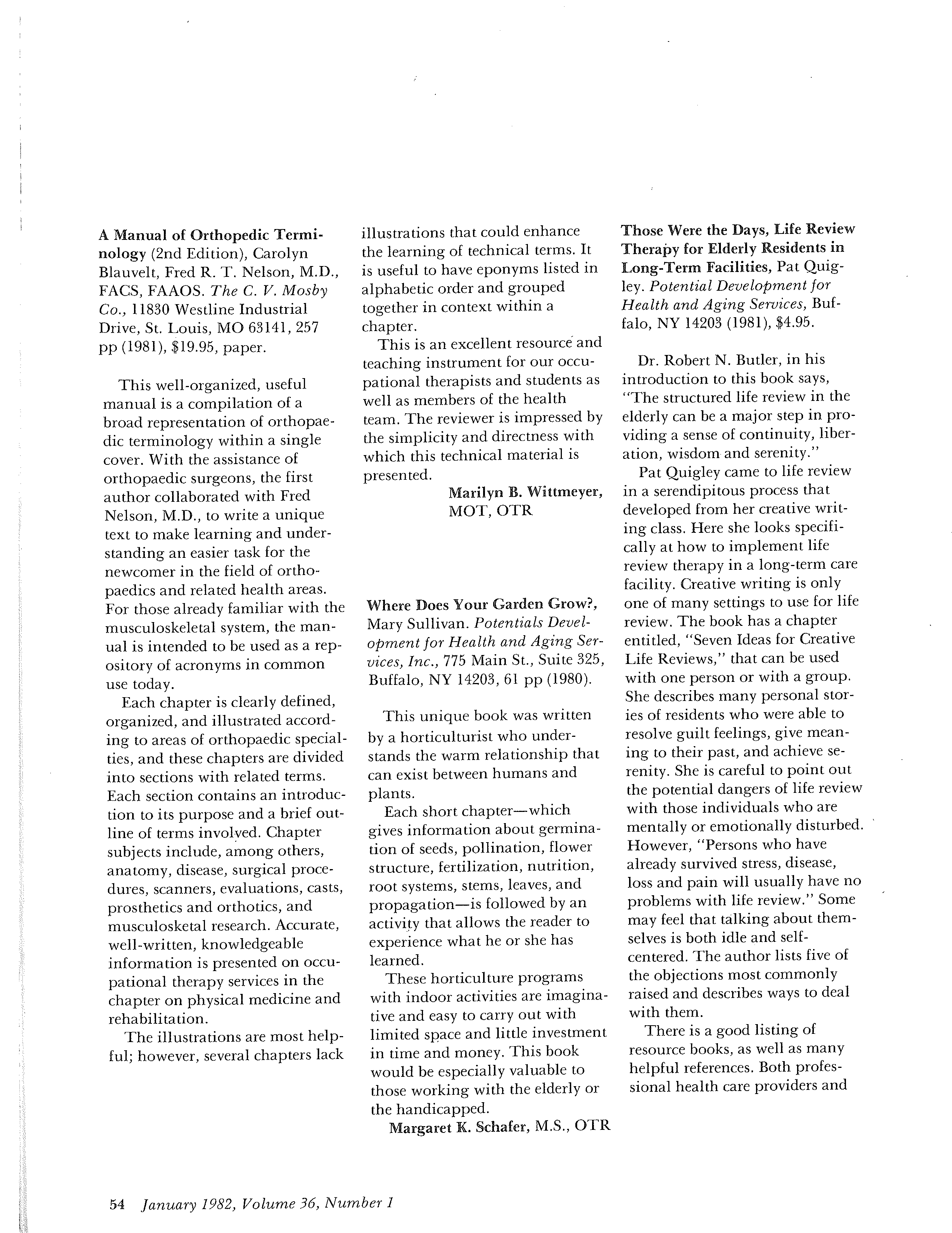 First page of A Manual of Orthopedic Terminology