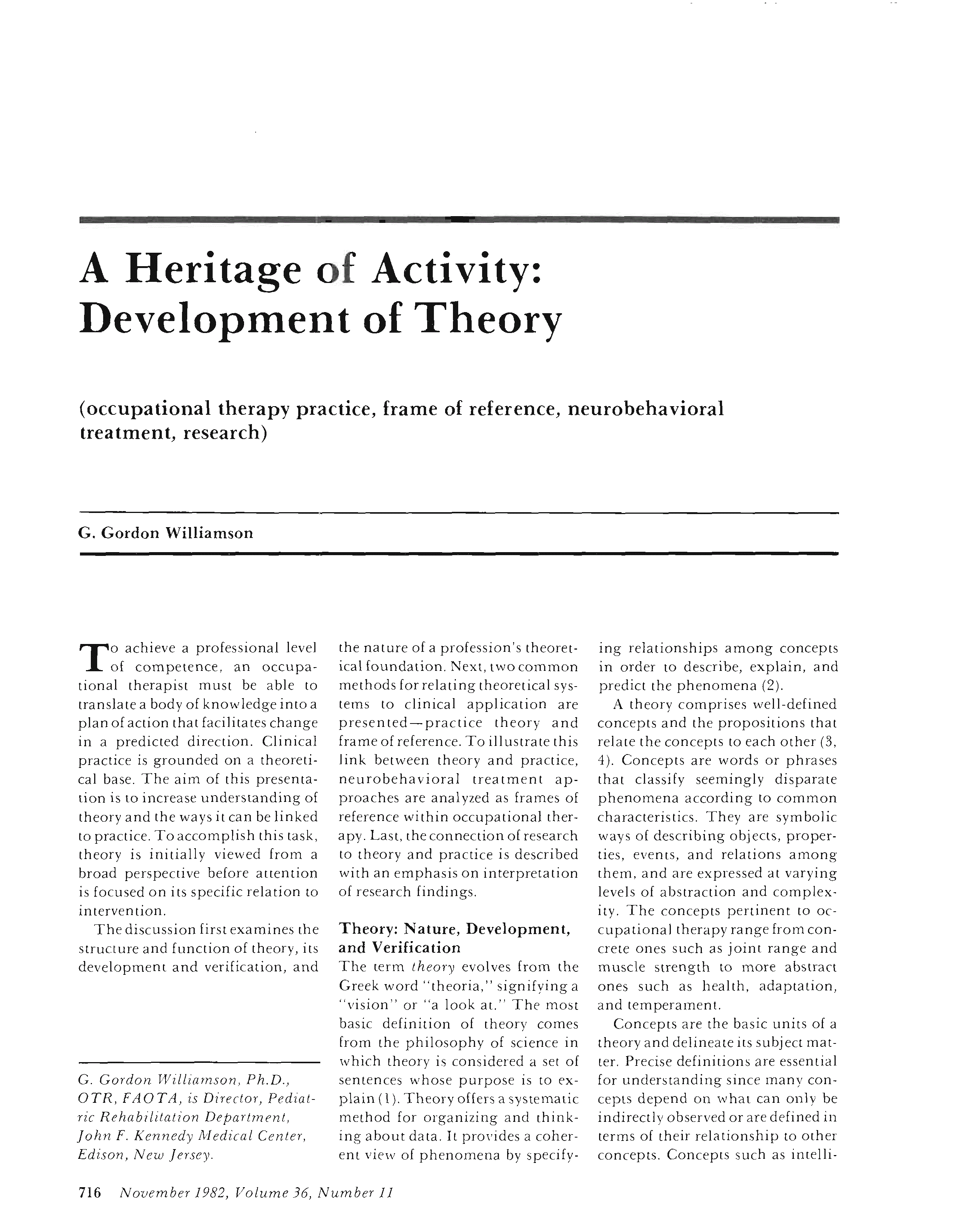 First page of A Heritage of Activity: Development of Theory