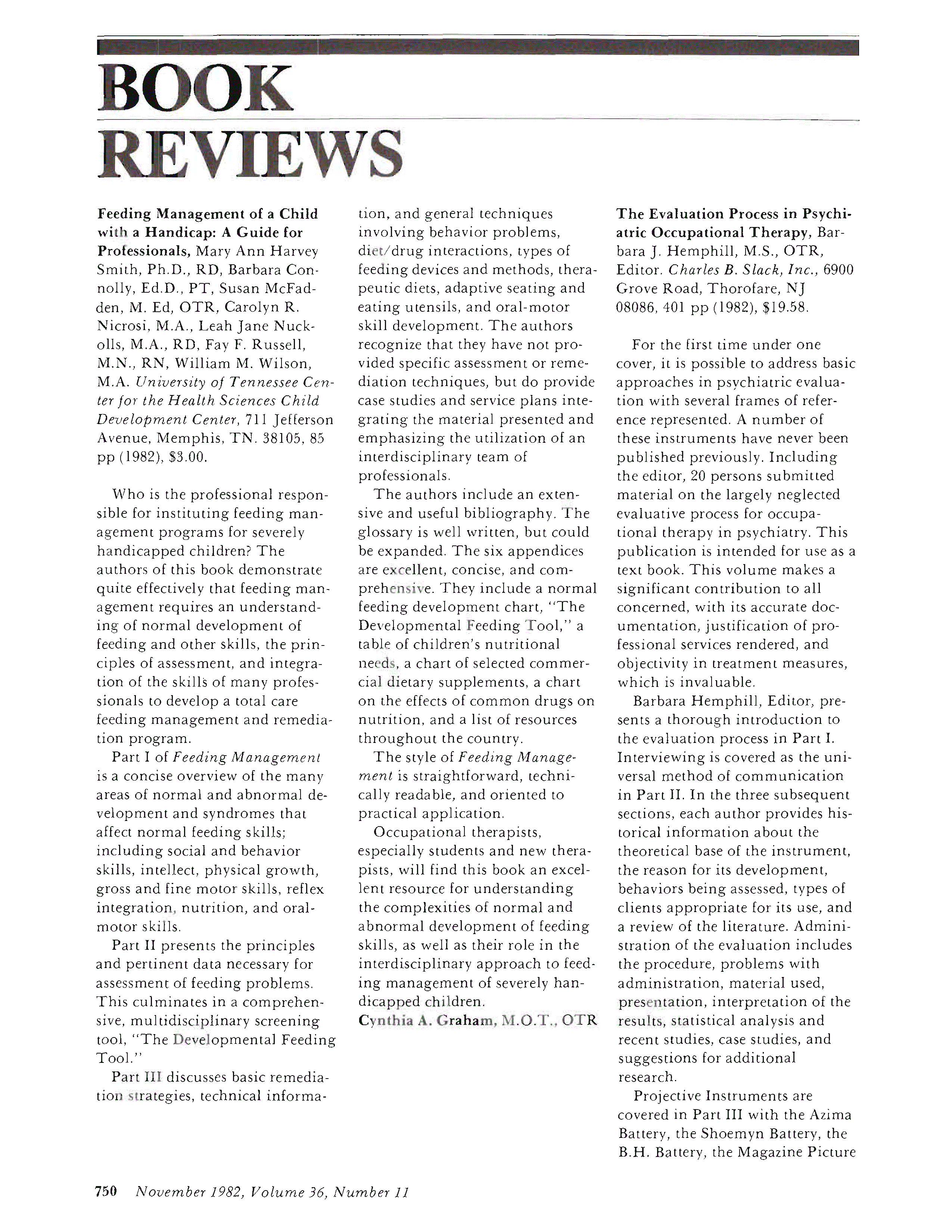 First page of Feeding Management of a Child with a Handicap: A Guide for Professionals
