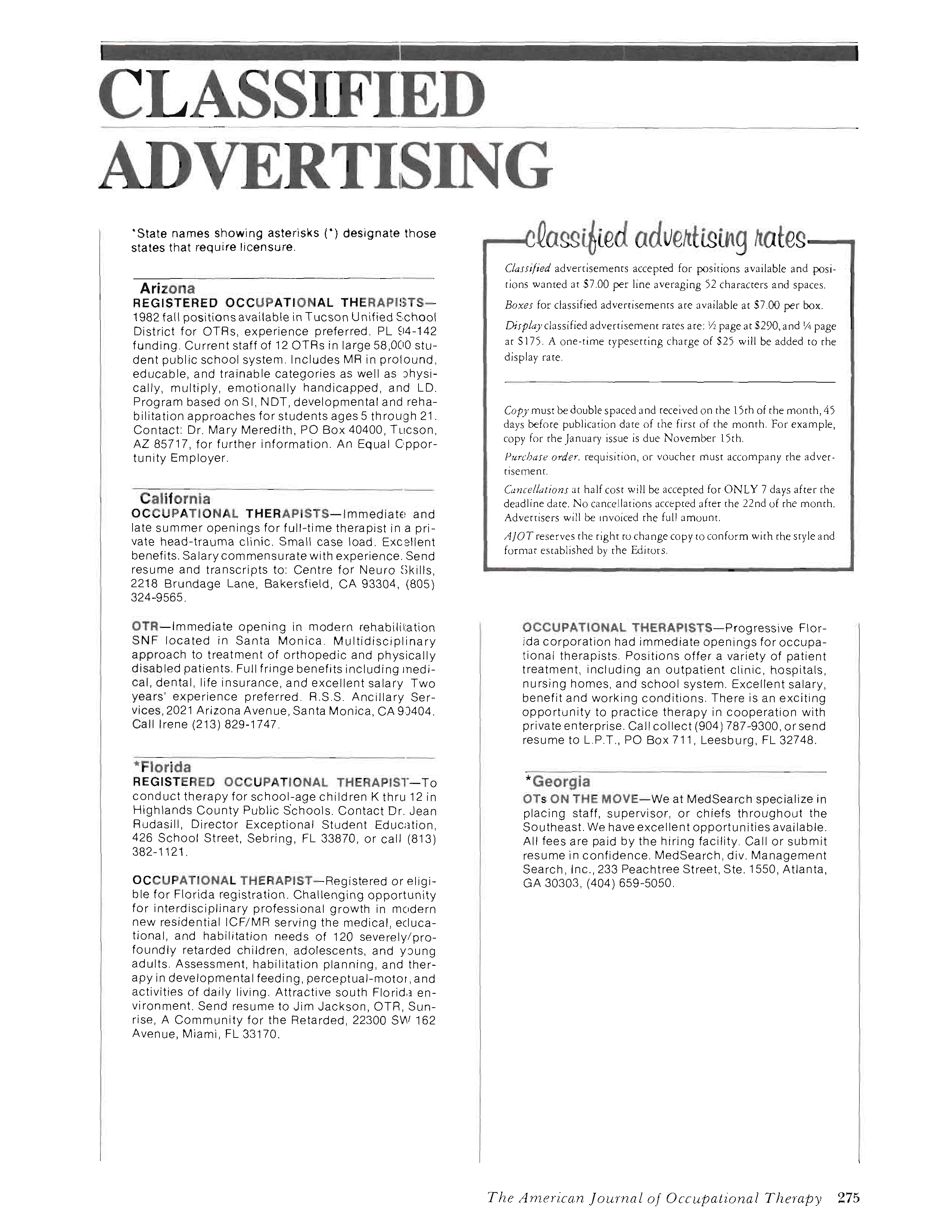 First page of Classified Advertising