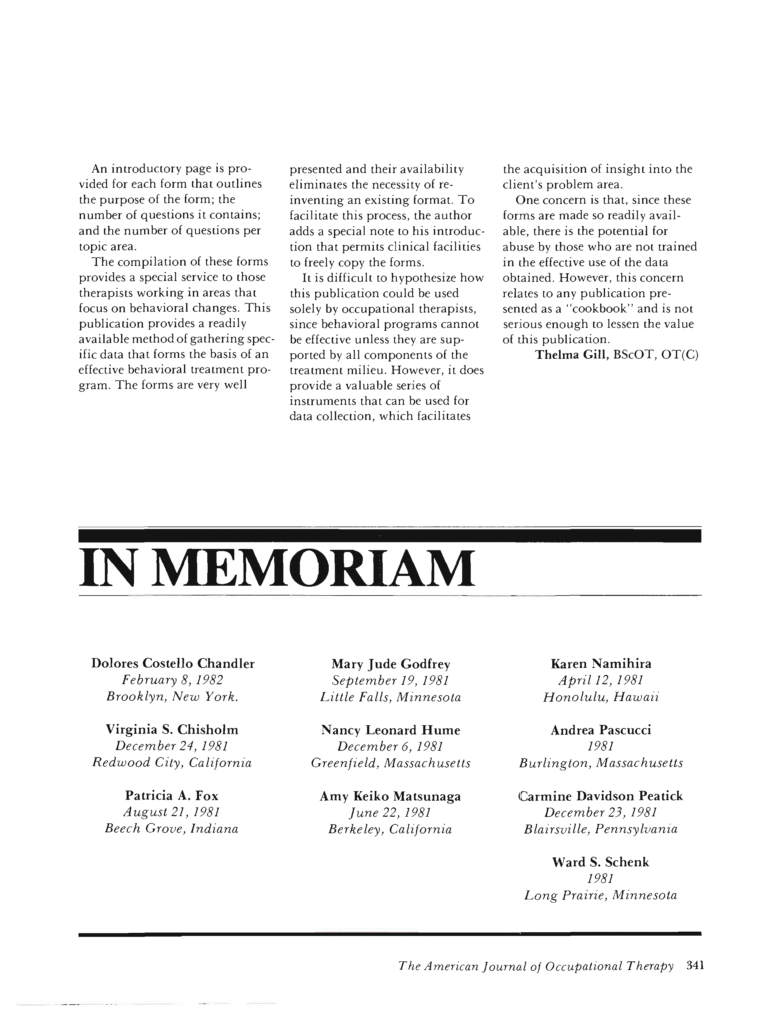First page of In Memoriam