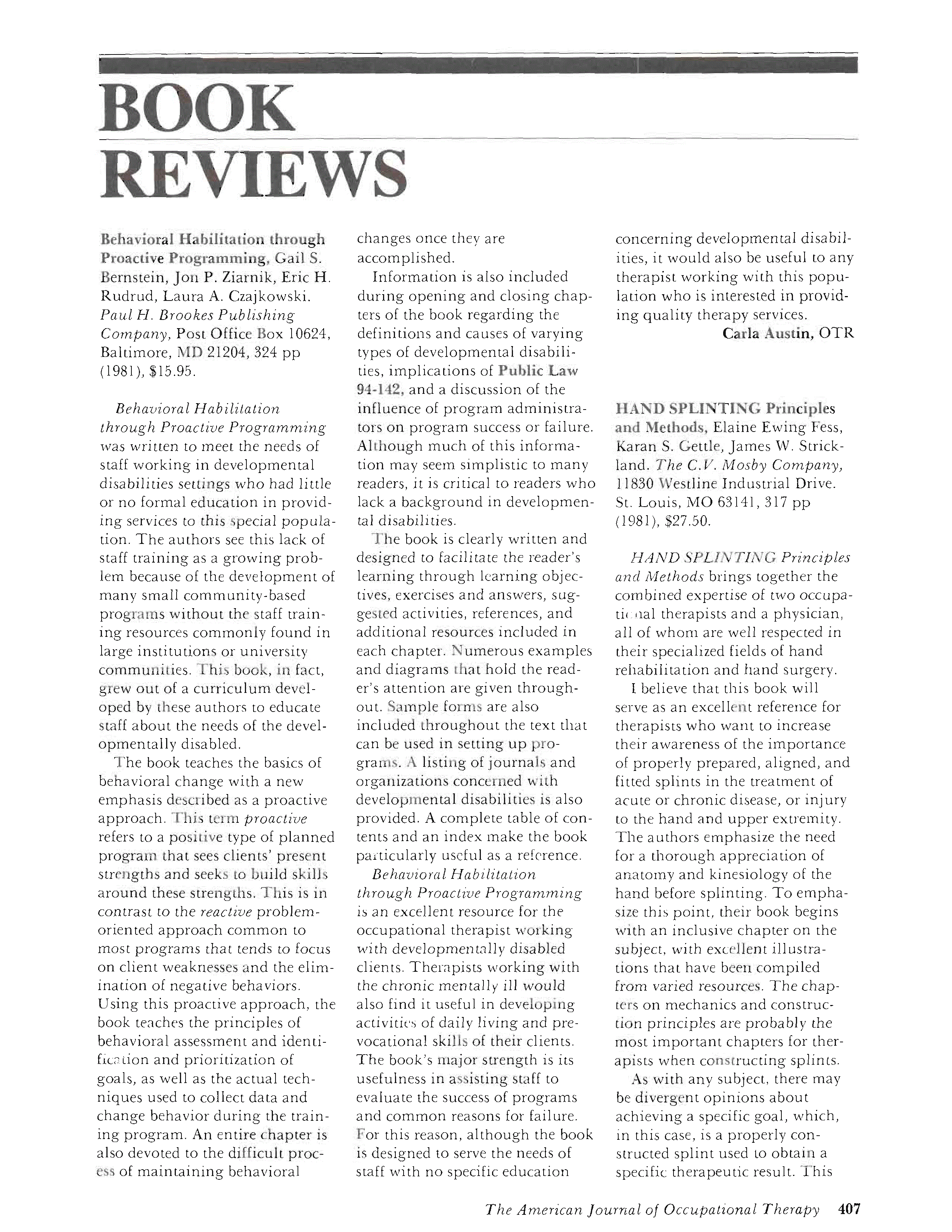 First page of Behavioral Habilitation through Proactive Programming