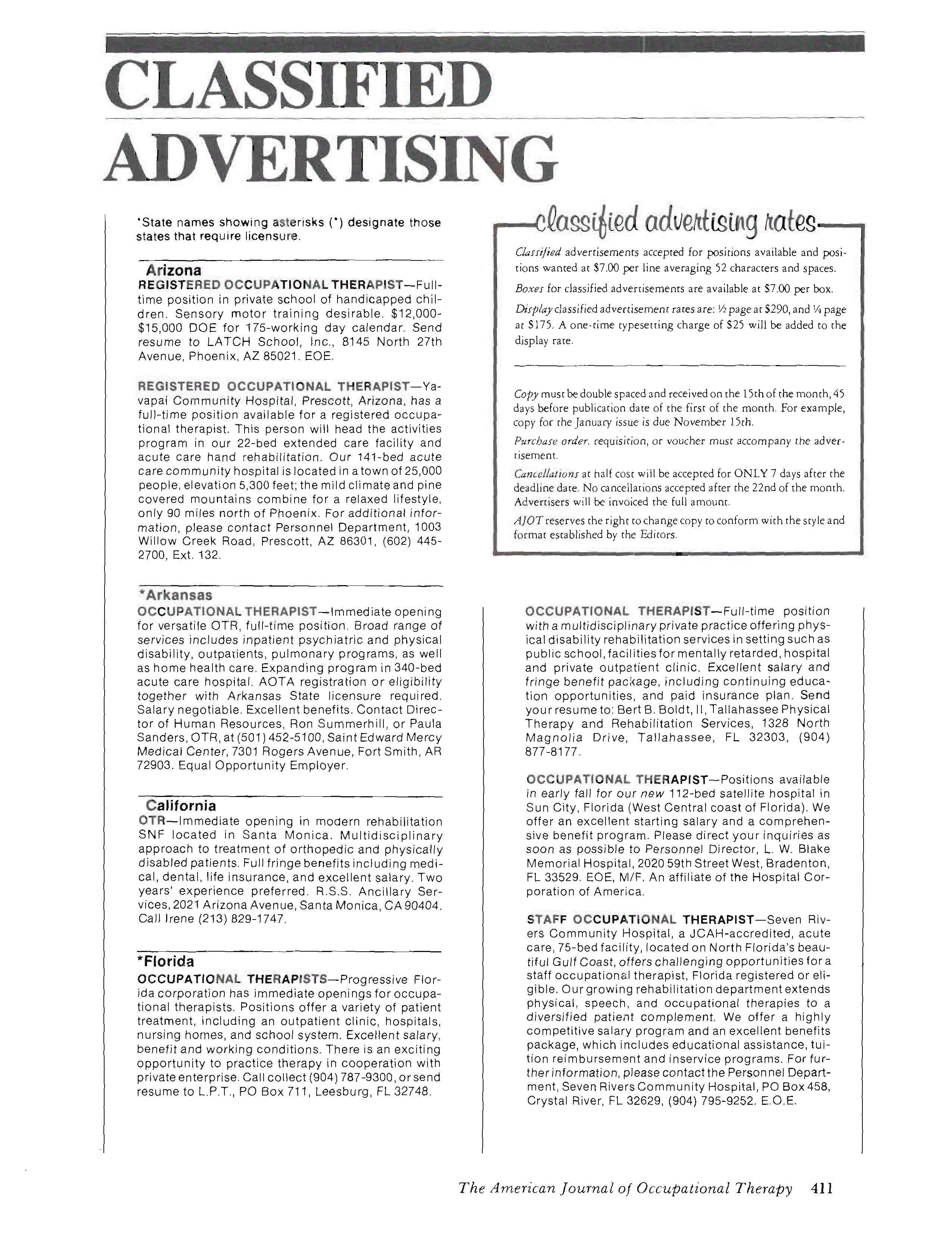 First page of Classified Advertising