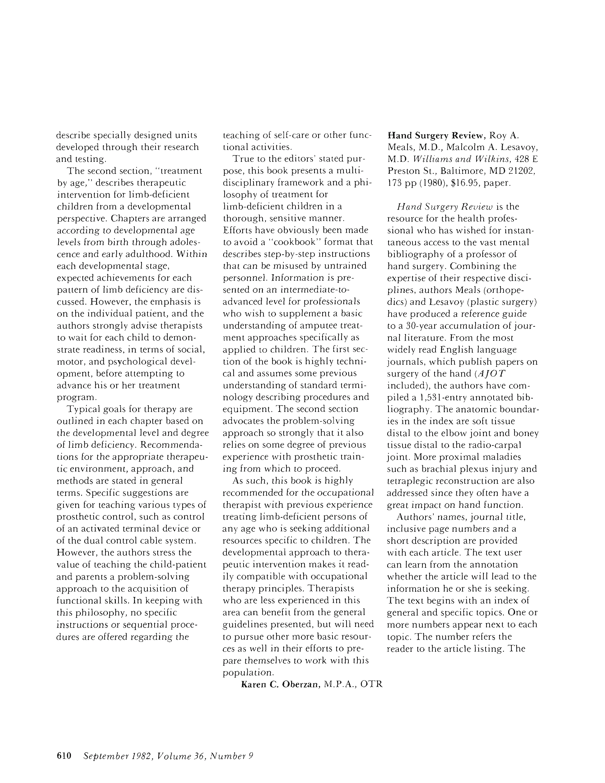 First page of Hand Surgery Review