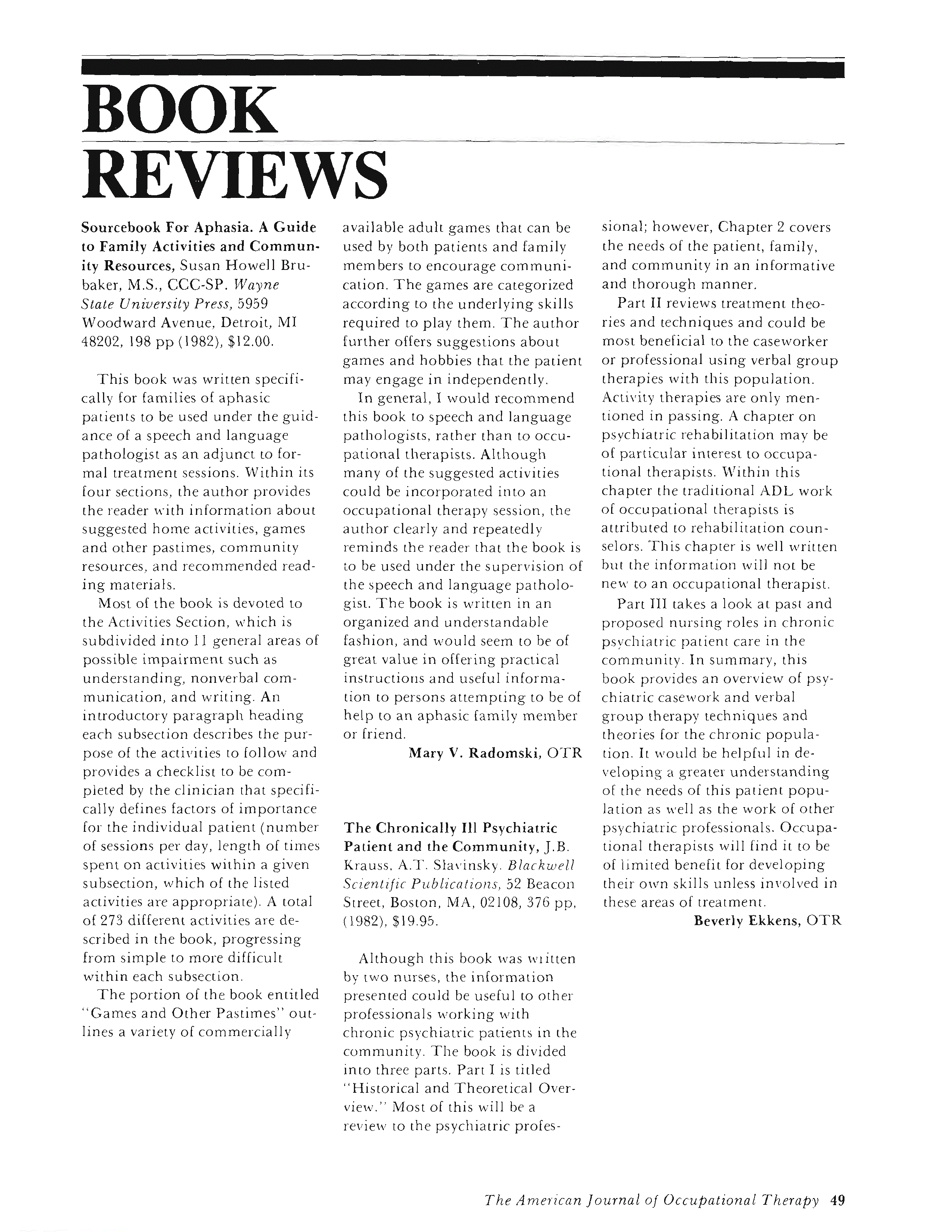 First page of The Chronically III Psychiatric Patient and the Community