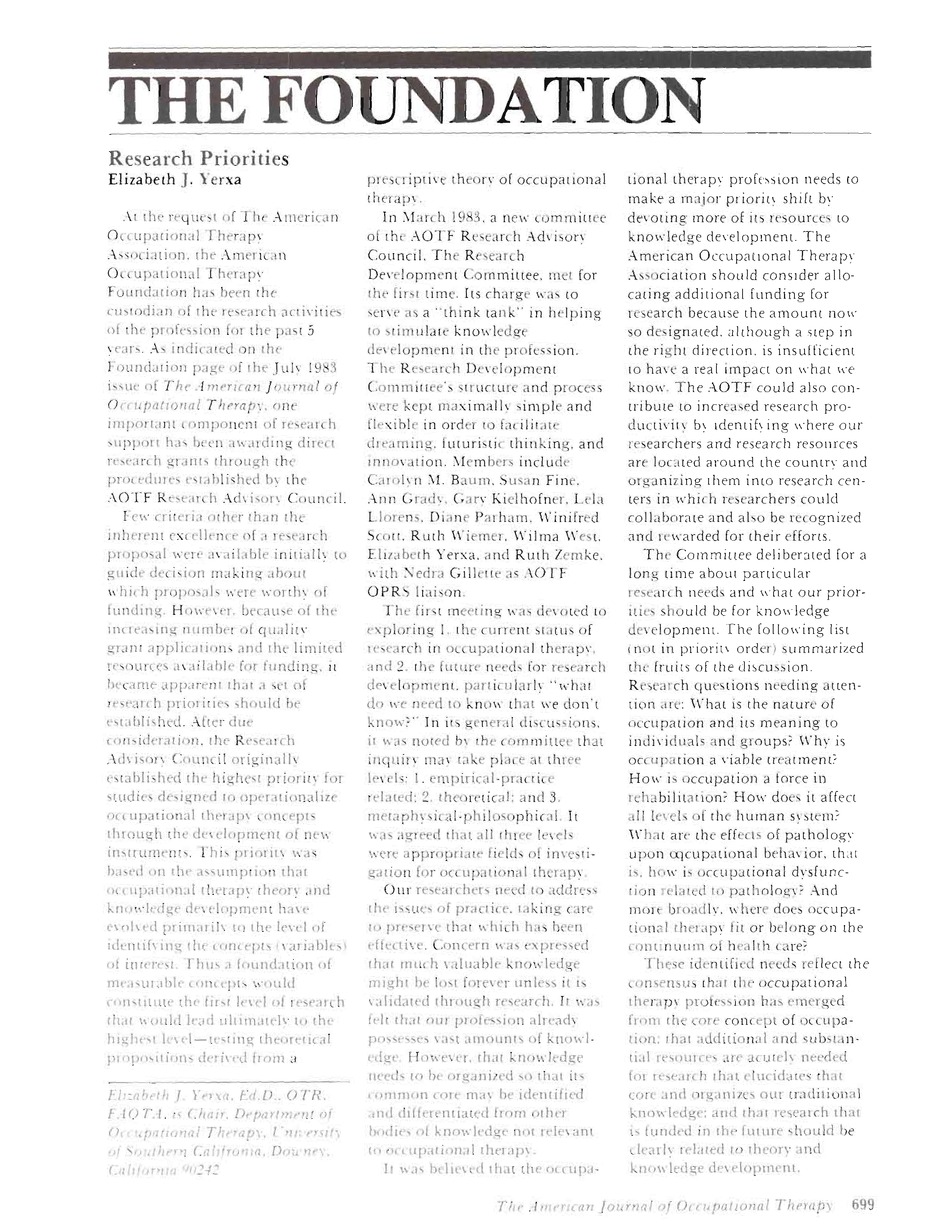 First page of Research Priorities