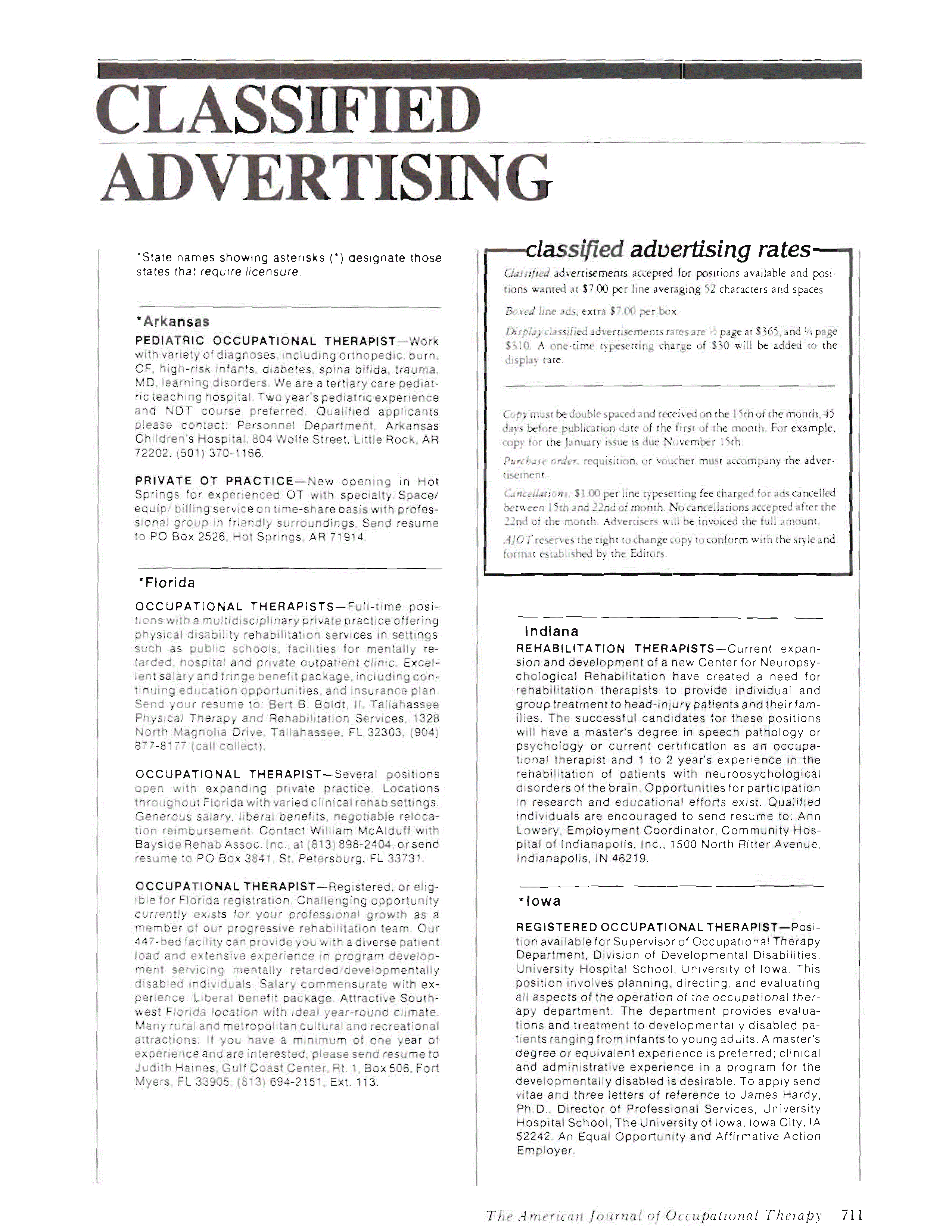 First page of Classified Advertising