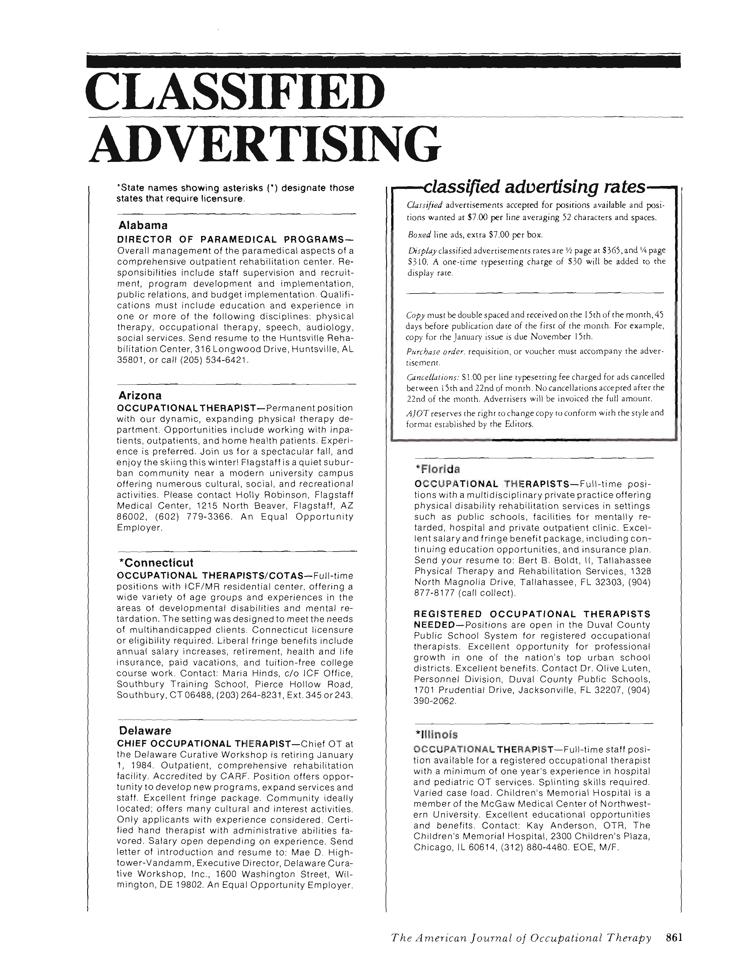 First page of Classified Advertising