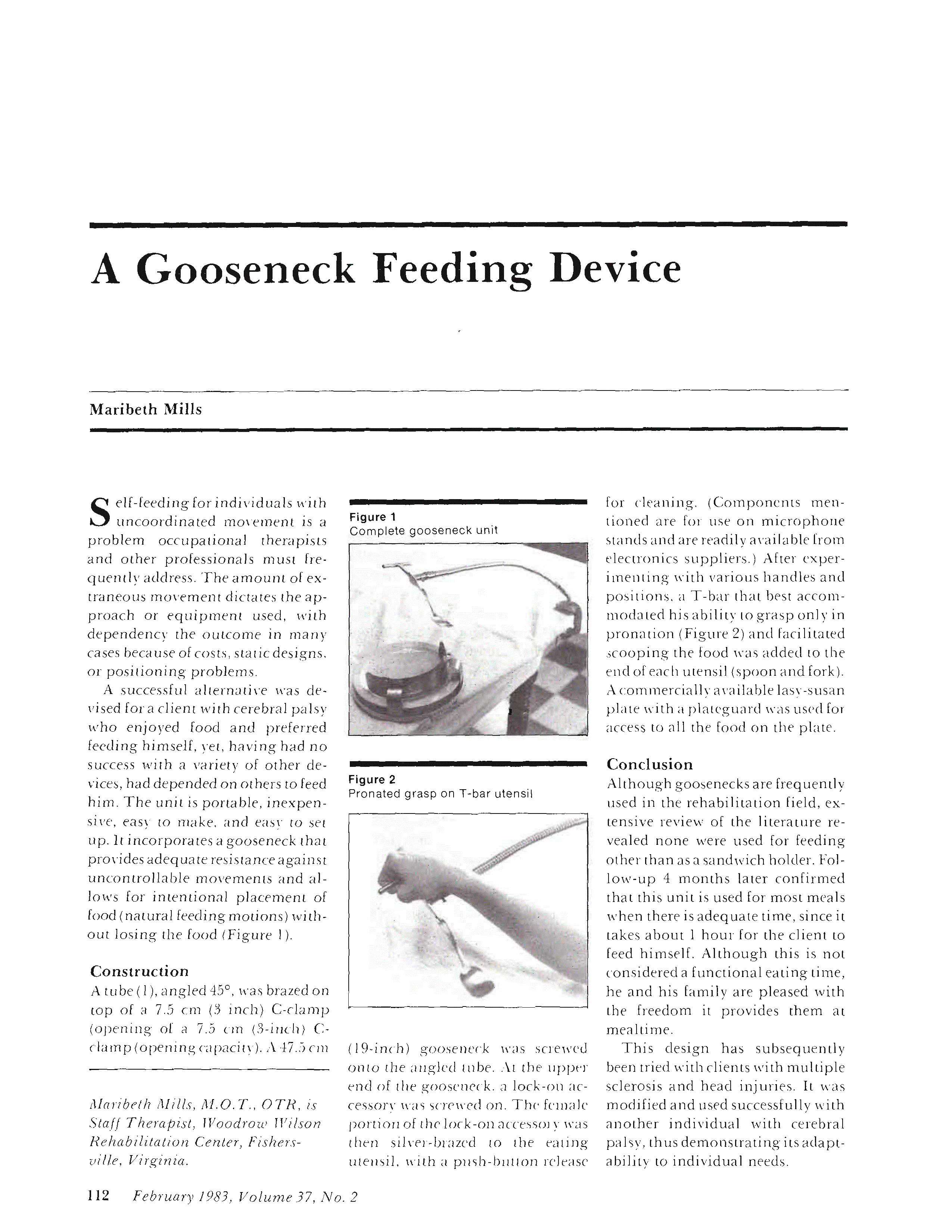 First page of A Gooseneck Feeding Device