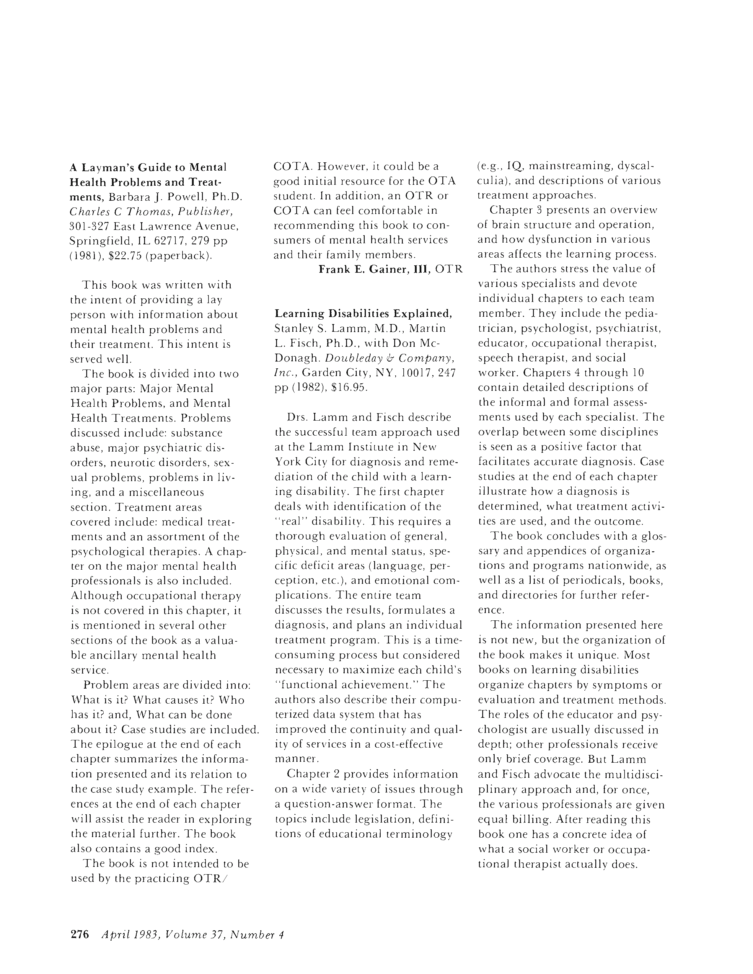First page of Learning Disabilities Explained