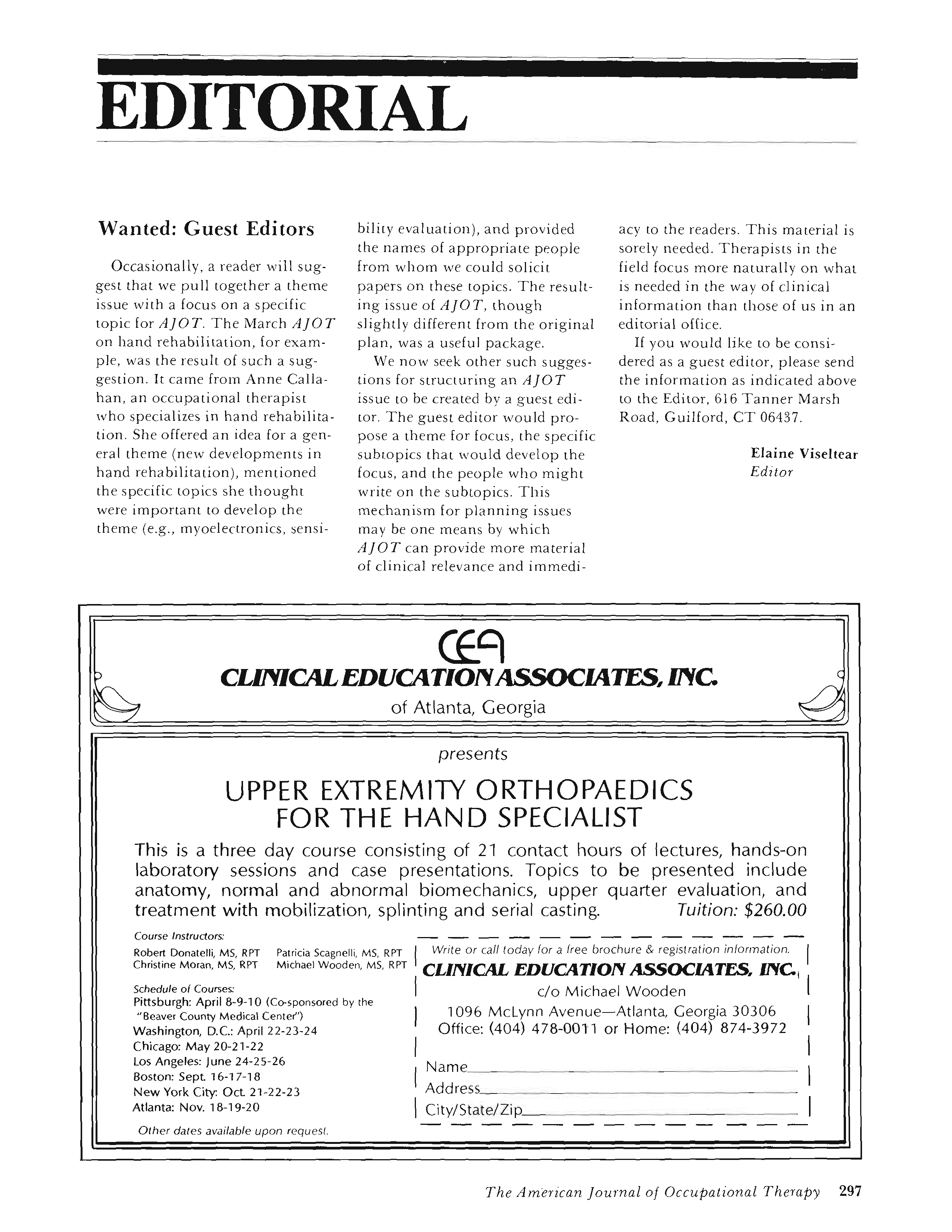 First page of Wanted: Guest Editors