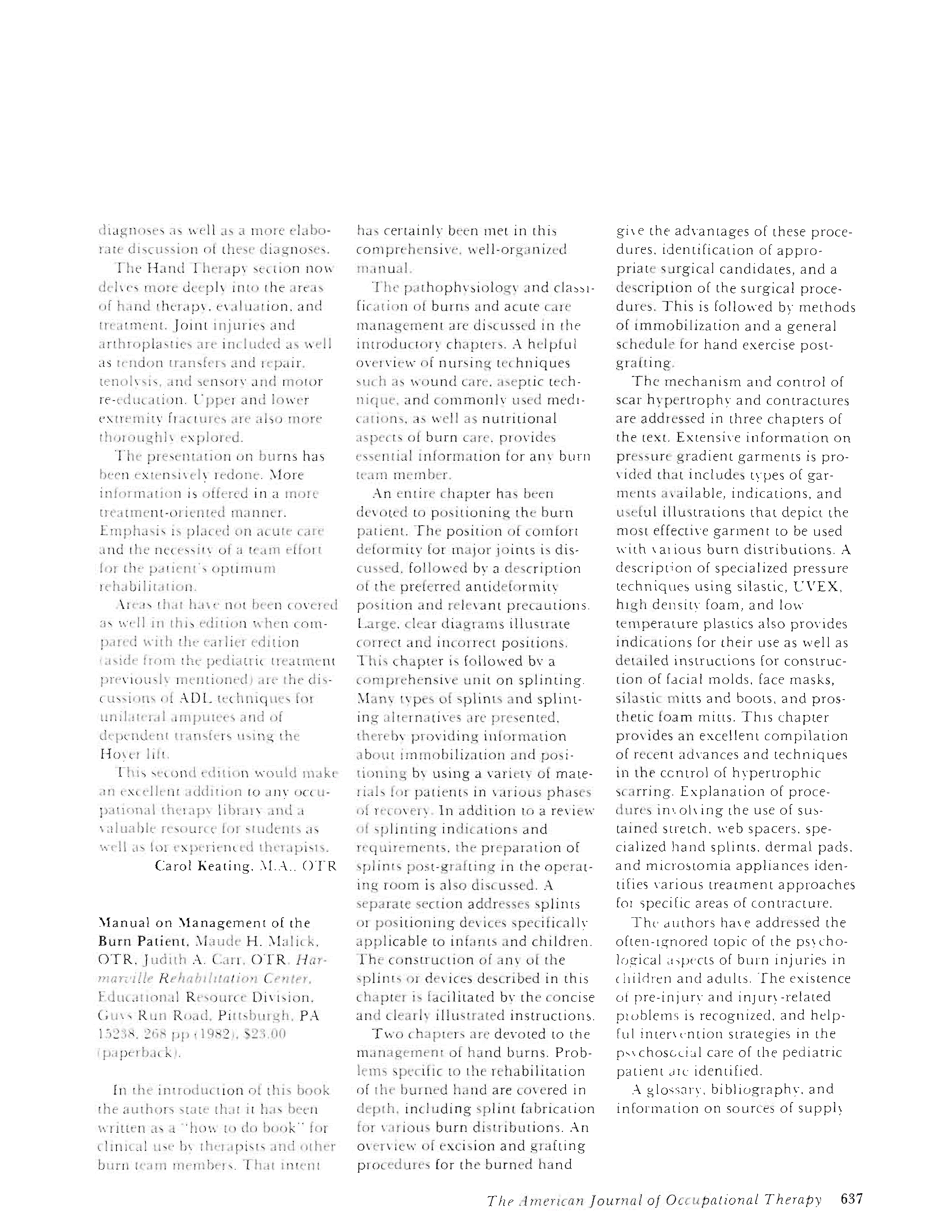 First page of Manual on Management of the Burn Patient
