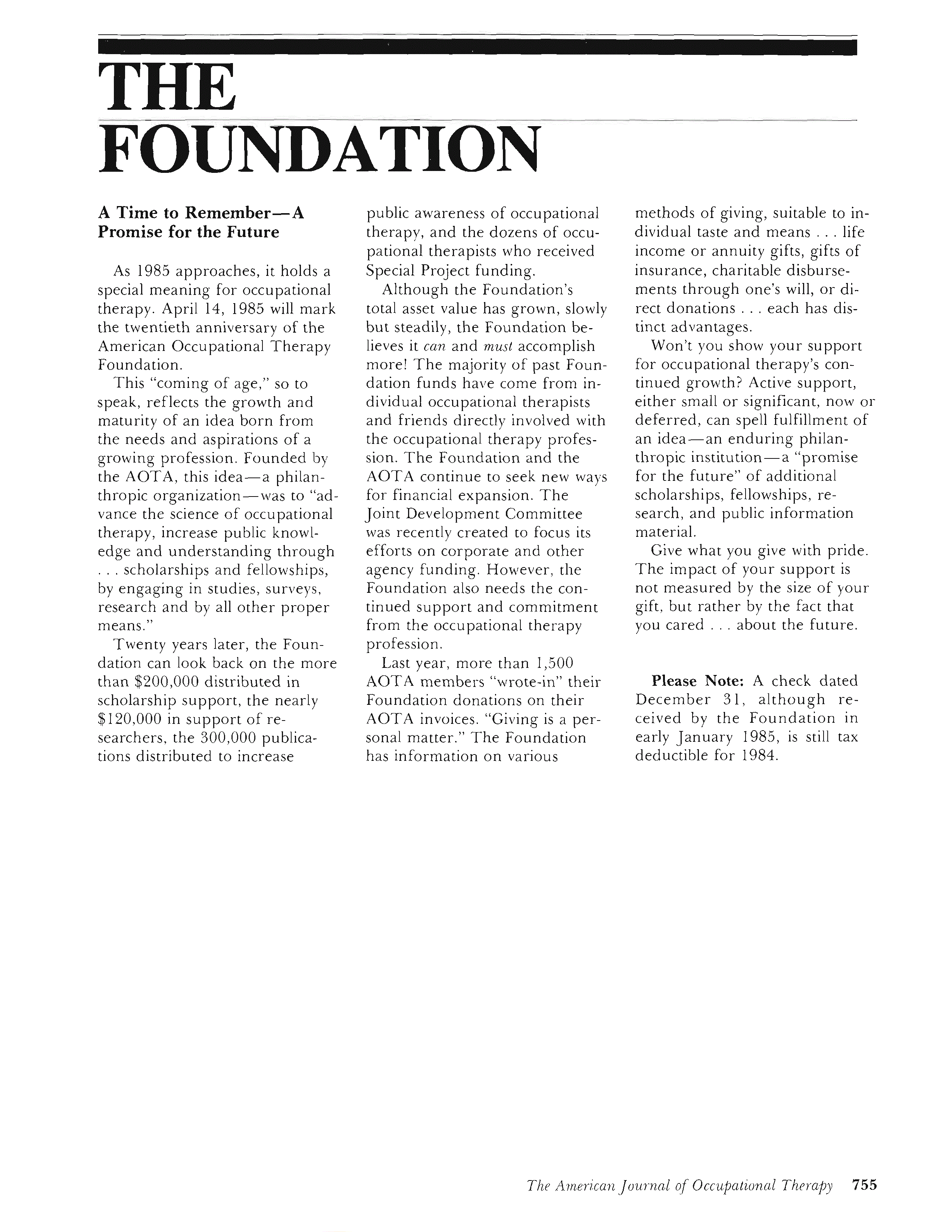 First page of A Time to Remember—A Promise for the Future