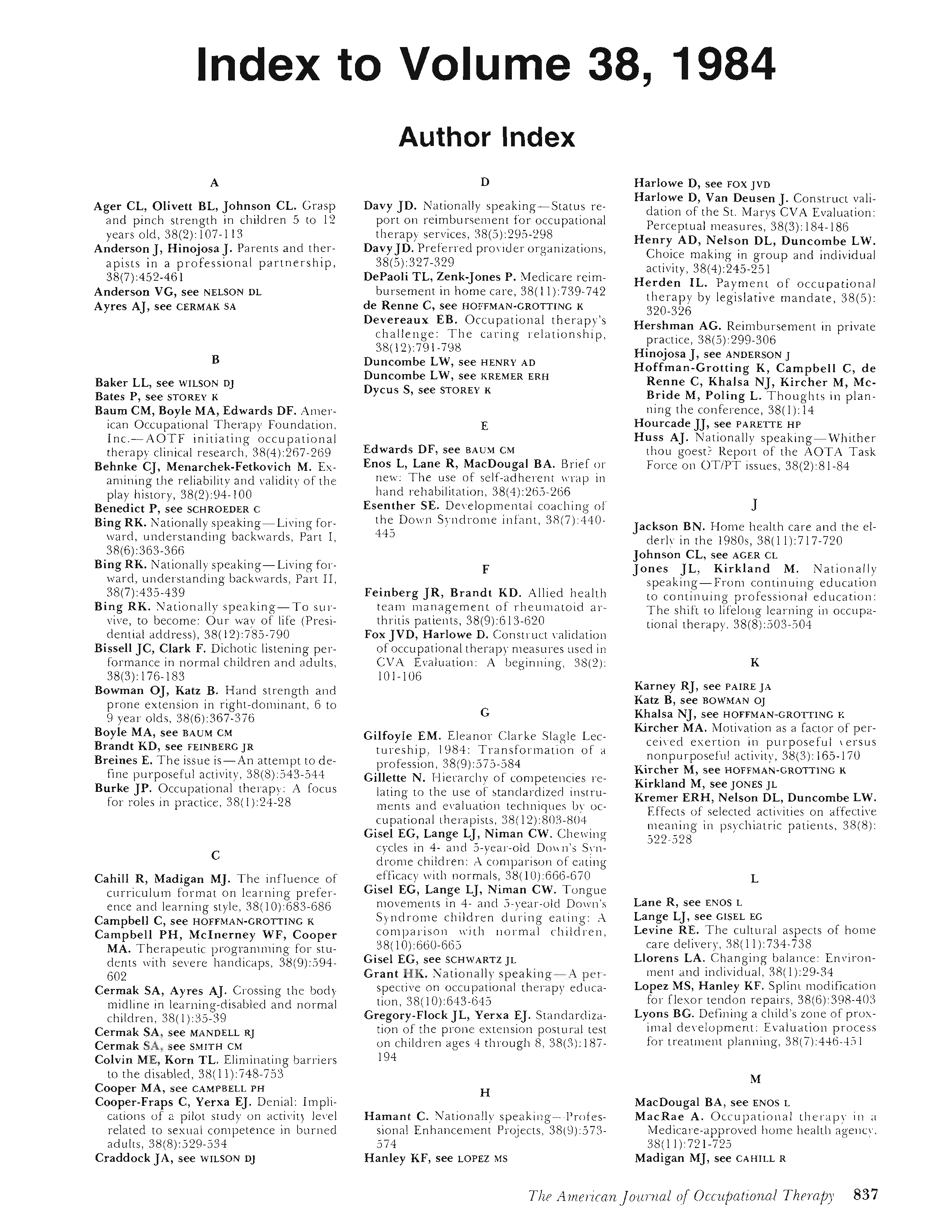 First page of Author Index
