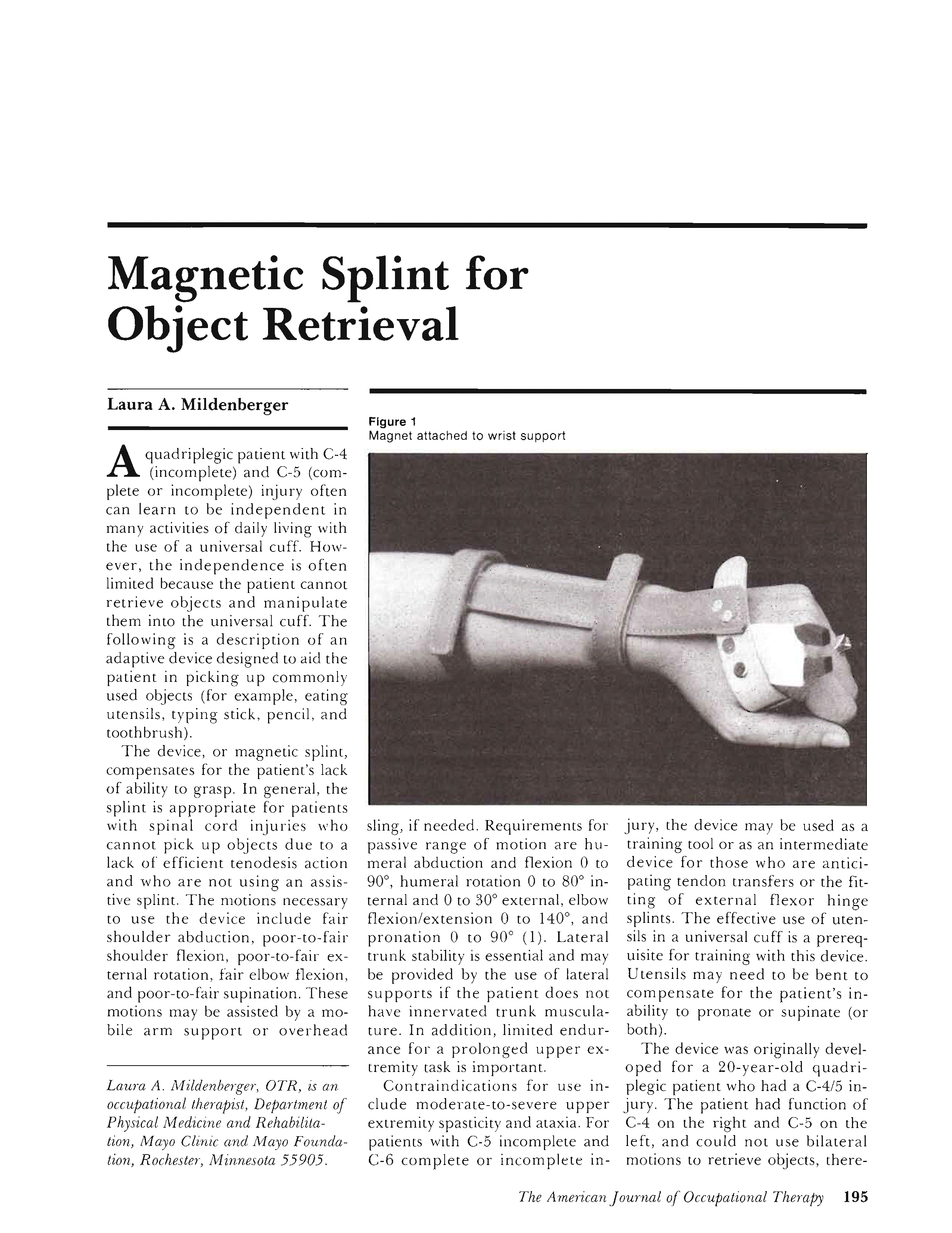 First page of Magnetic Splint for Object Retrieval