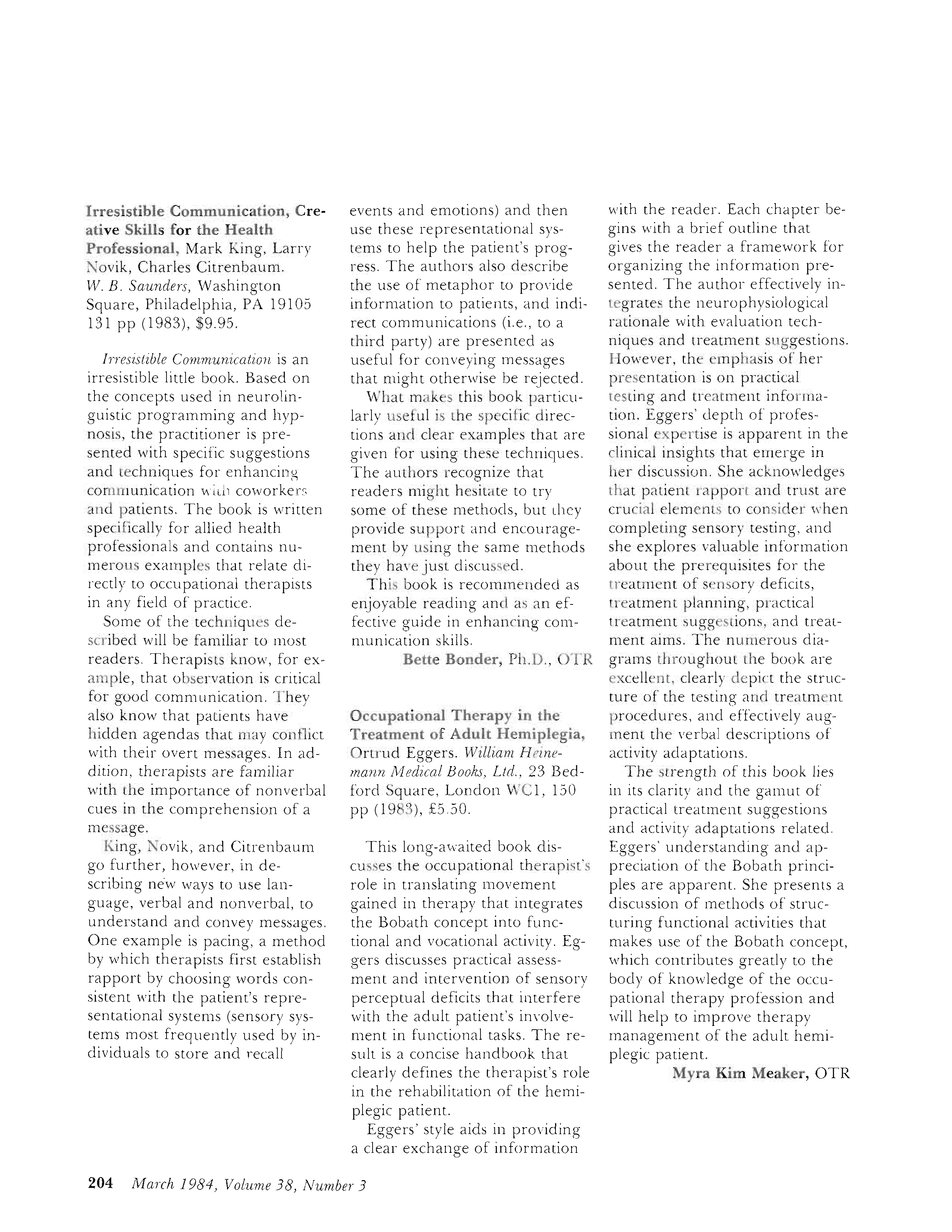 First page of Irresistible Communication, Creative Skills for the Health Professional