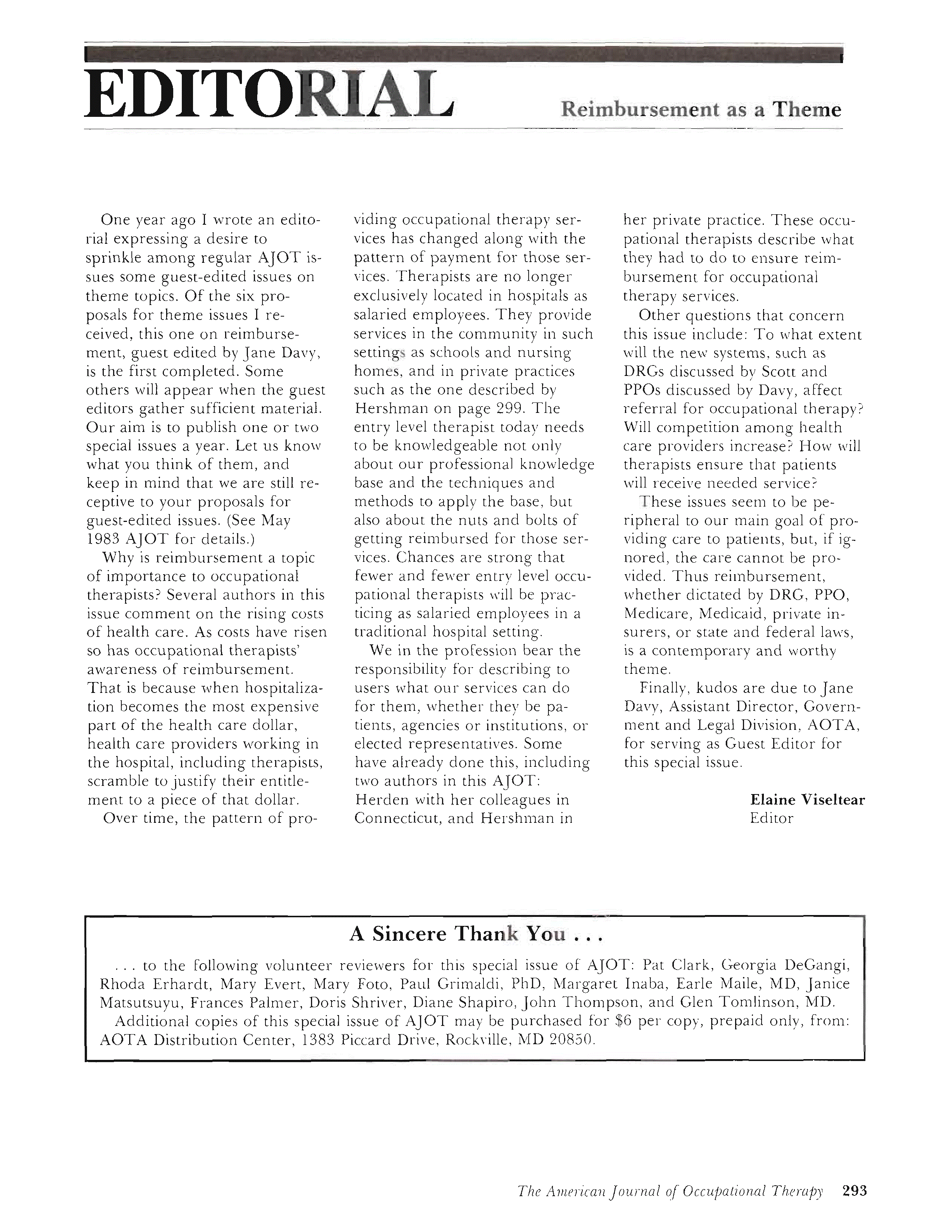 First page of Reimbursement as a Theme