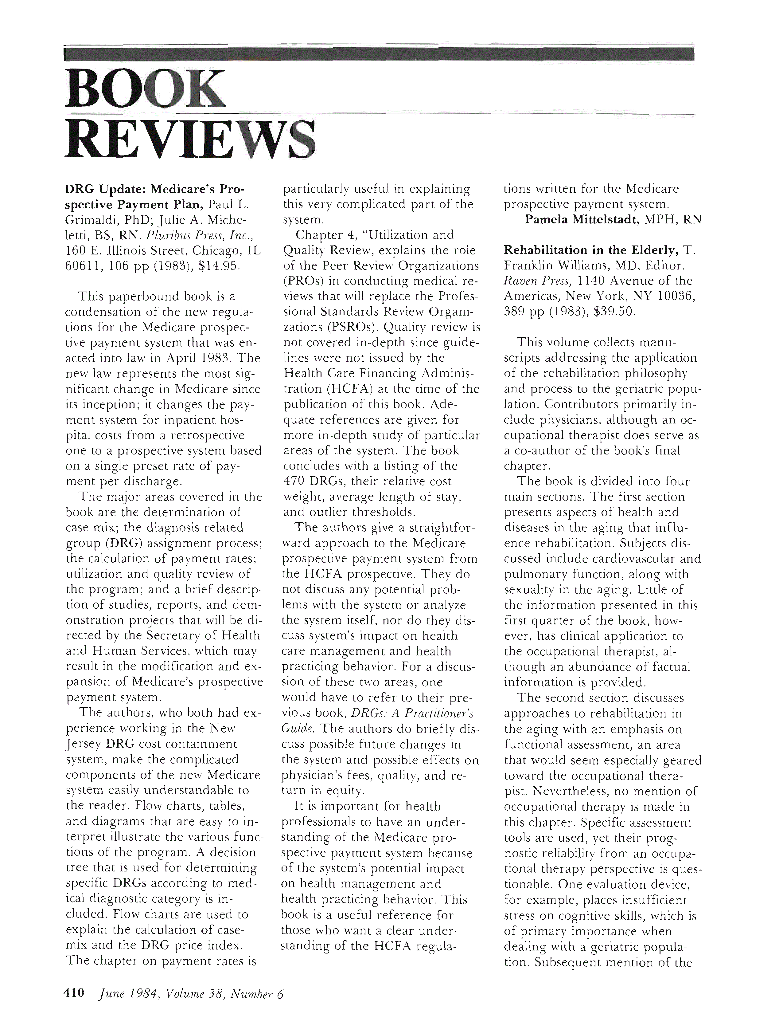 First page of DRG Update: Medicare’s Prospective Payment Plan