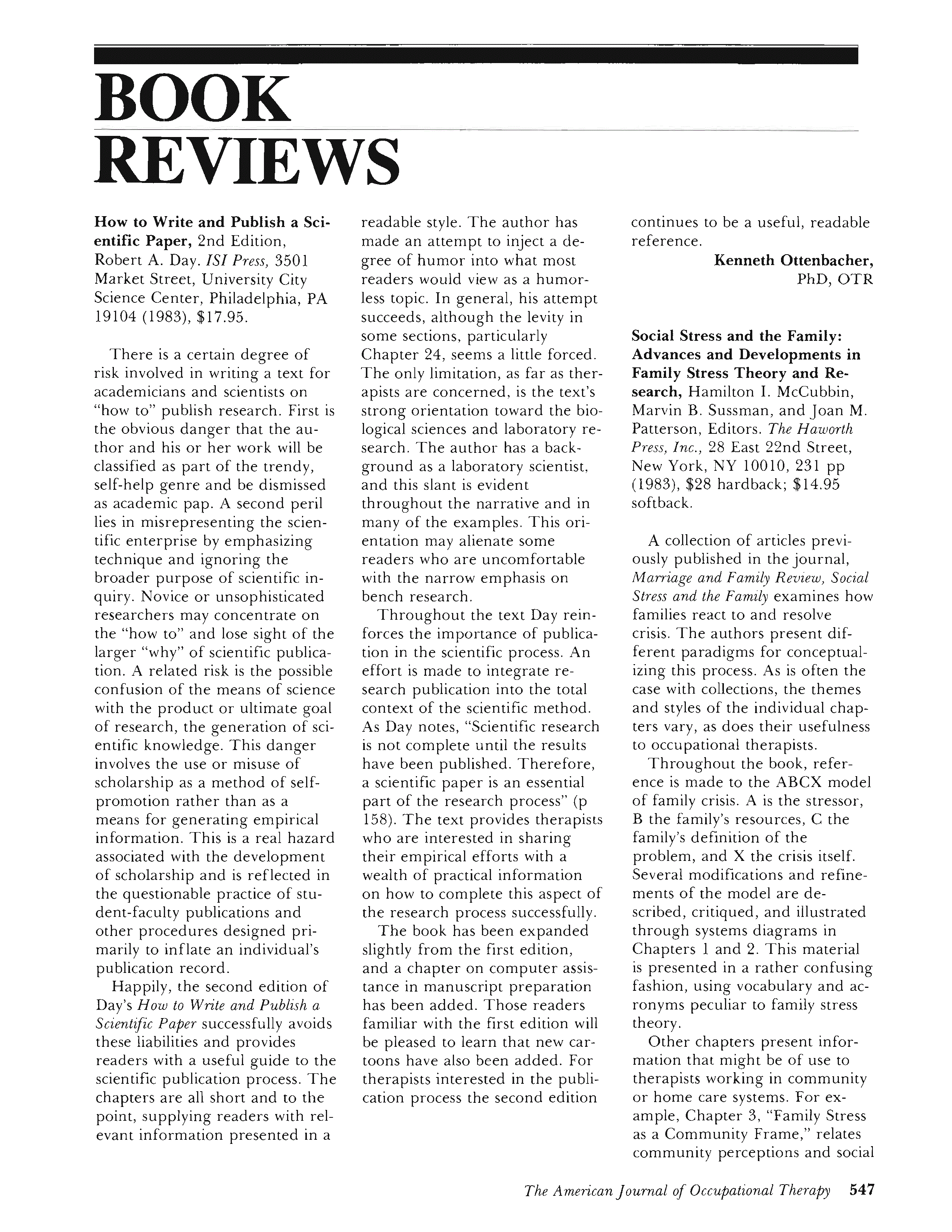 First page of Social Stress and the Family: Advances and Developments in Family Stress Theory and Research
