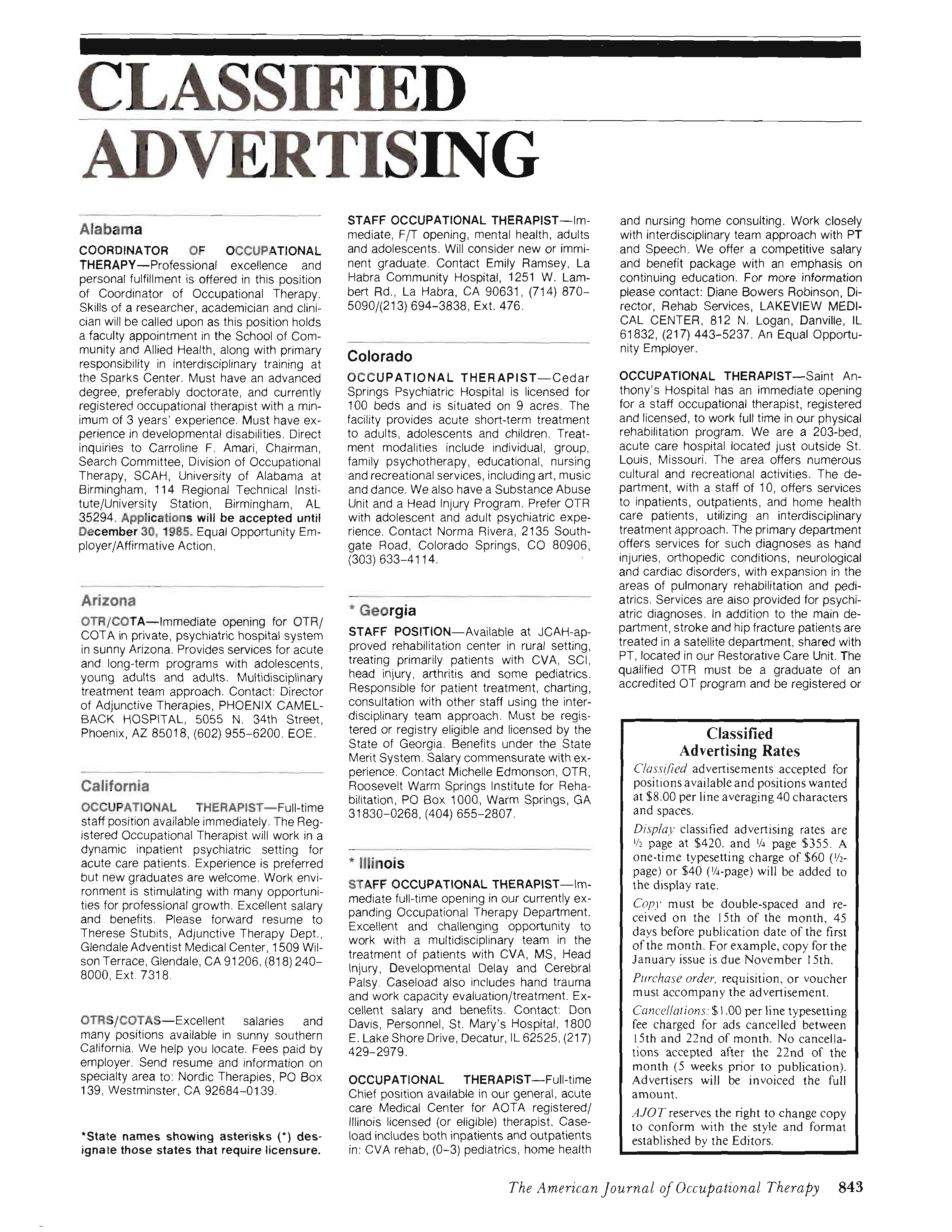 First page of Classified Advertising