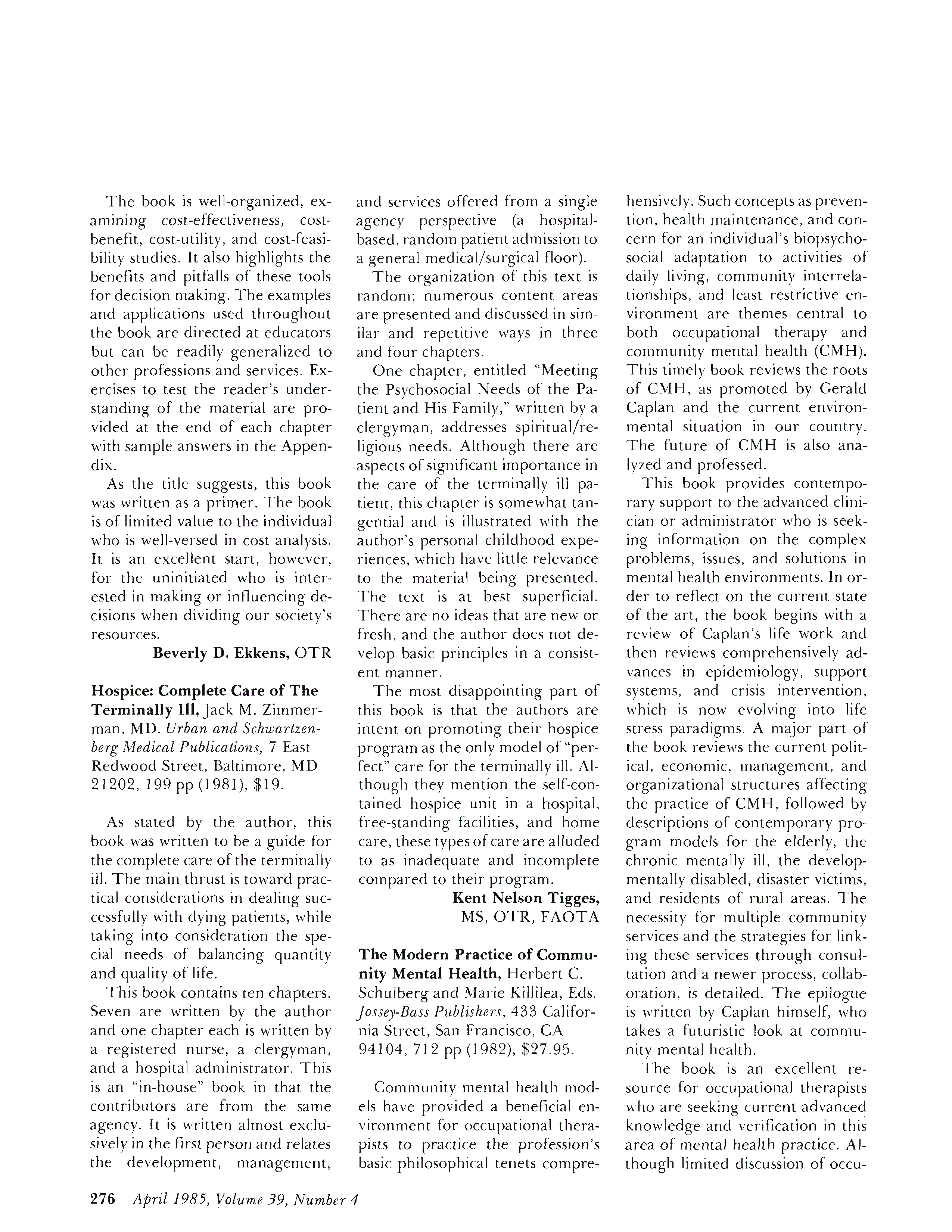 First page of Hospice: Complete Care of The Terminally I11