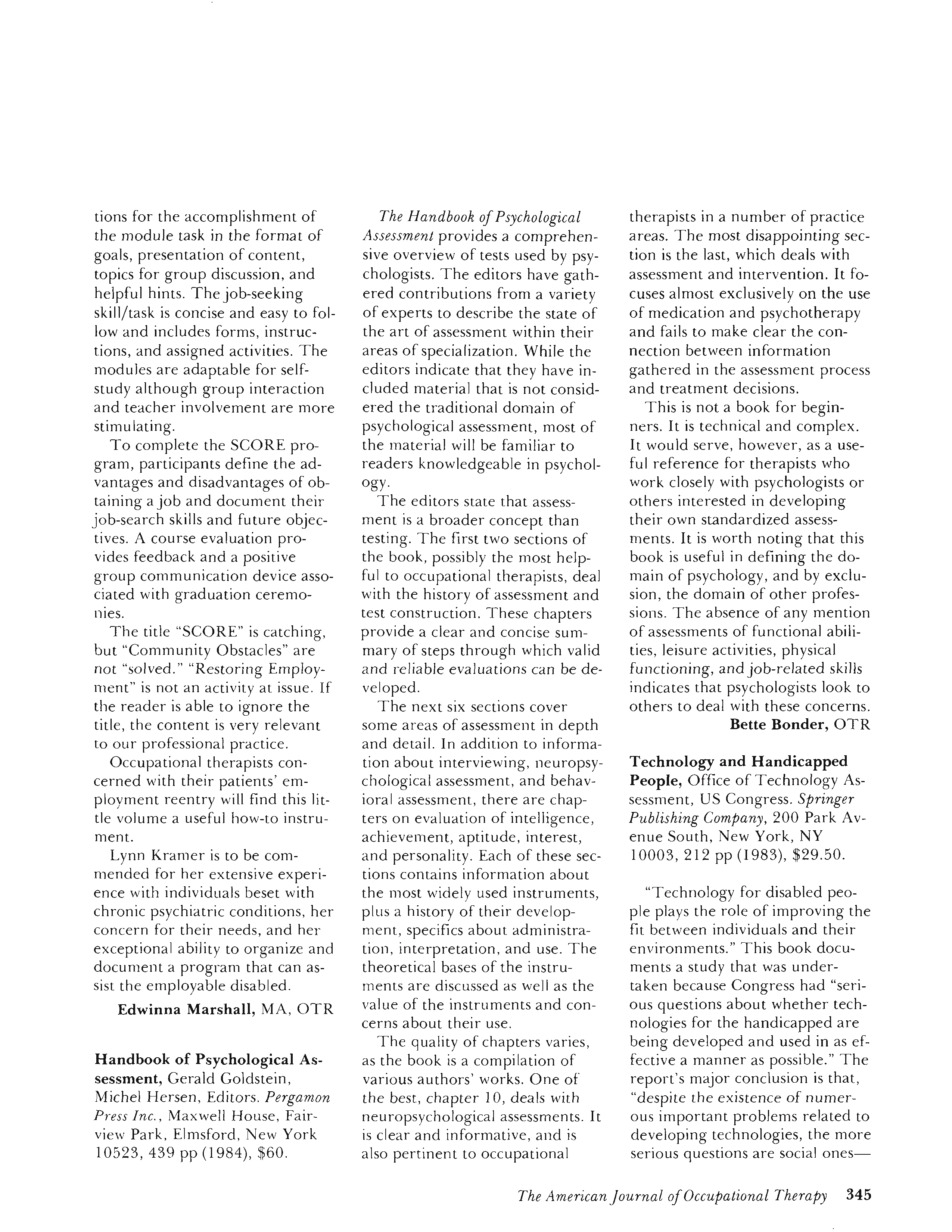First page of Handbook of Psychological Assessment