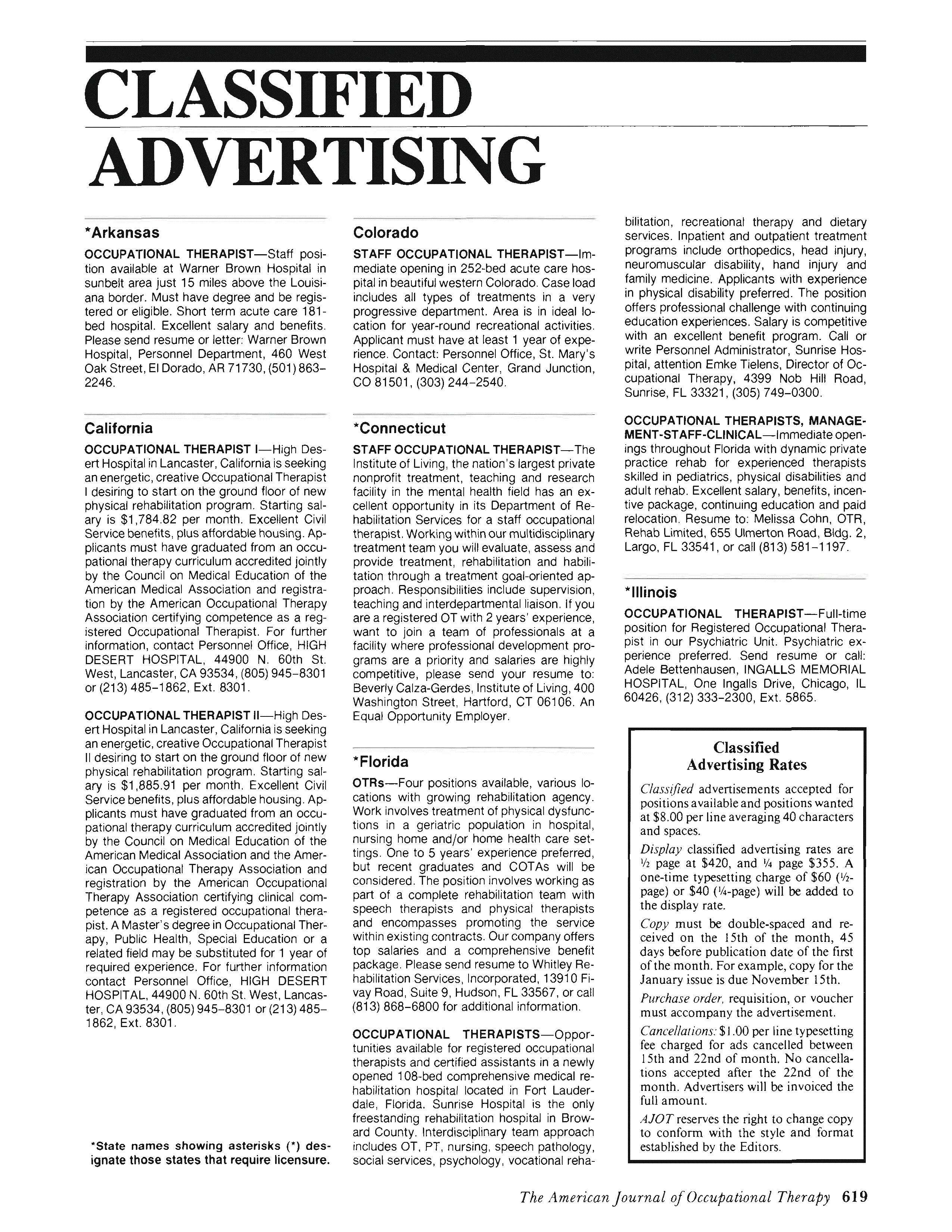 First page of Classified Advertising