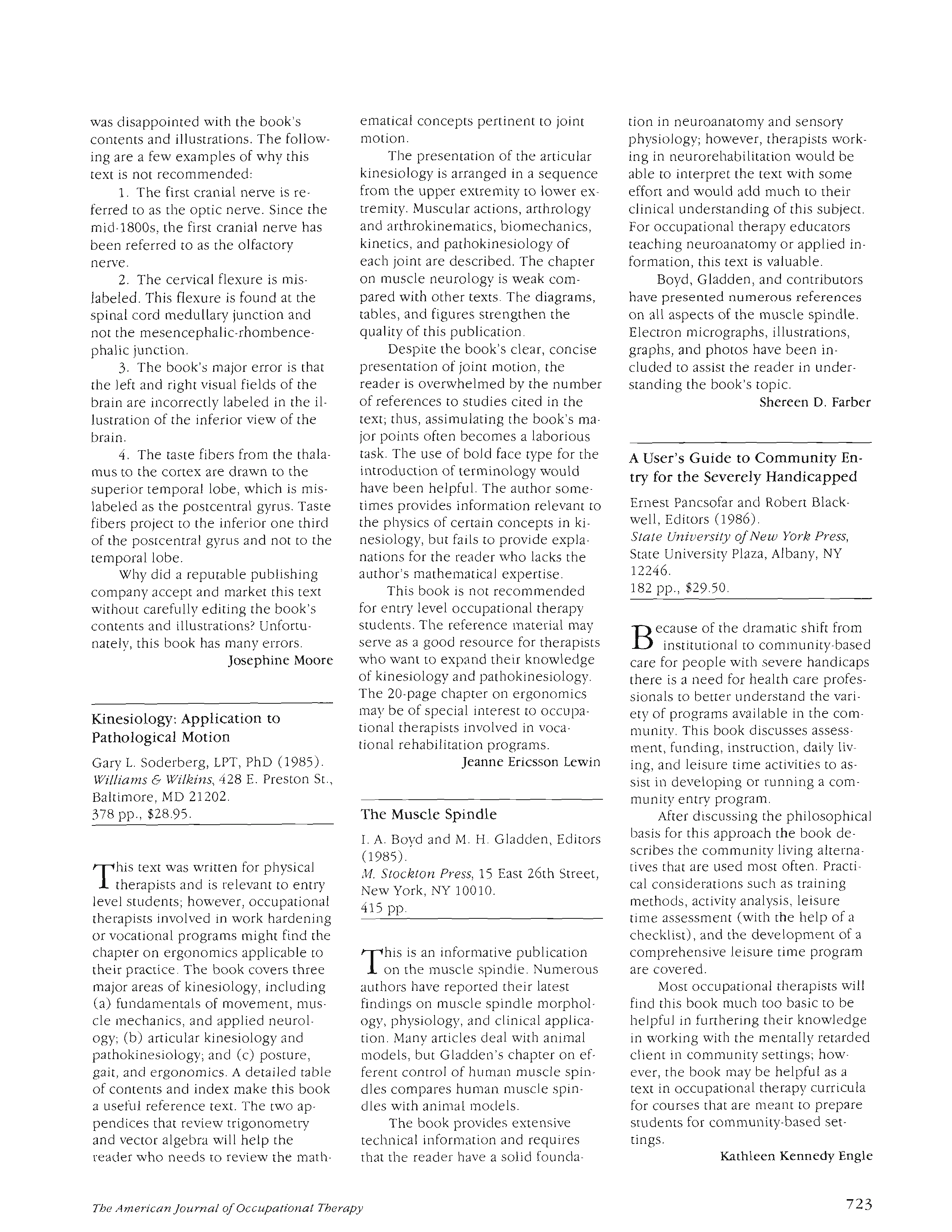 First page of Kinesiology: Application to Pathological Motion