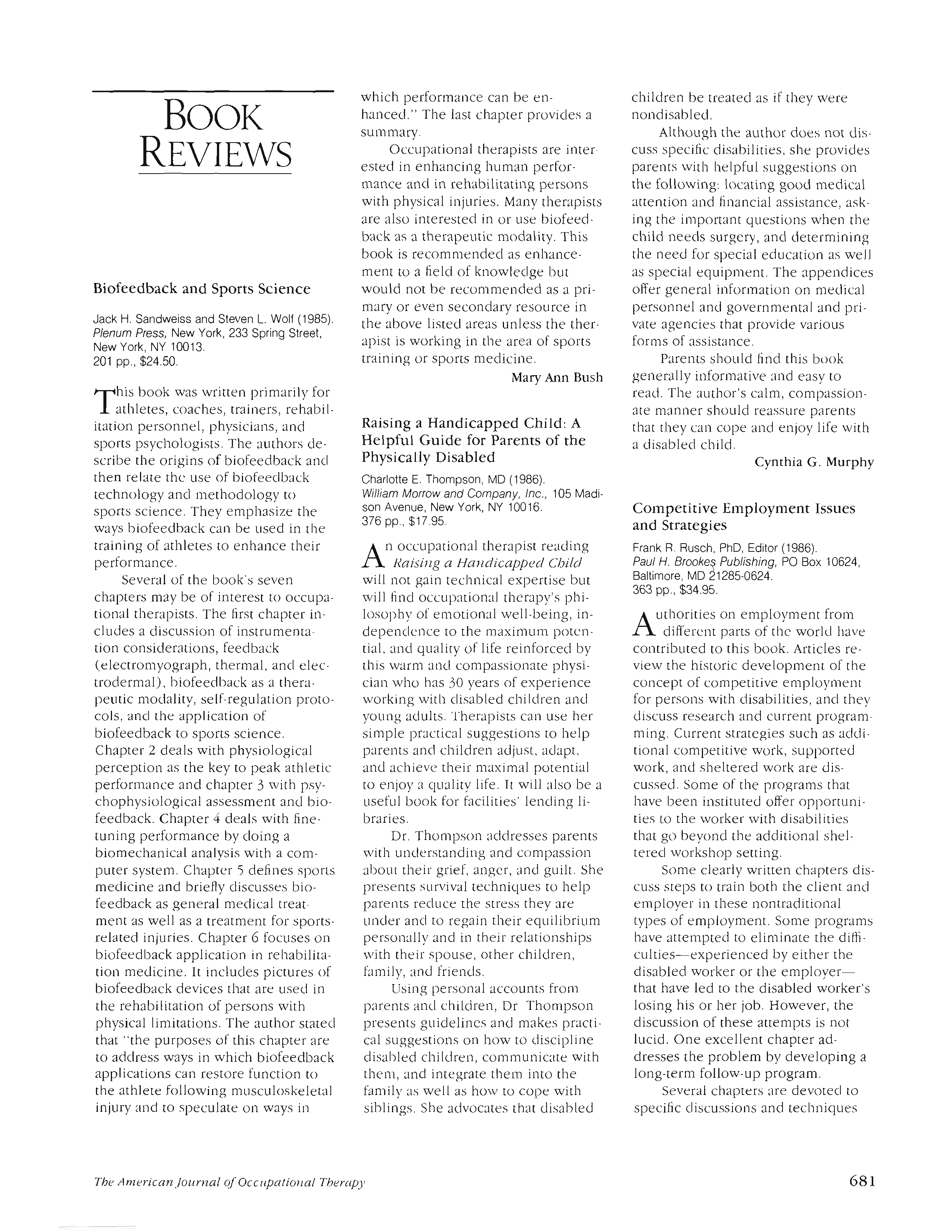 First page of Biofeedback and Sports Science