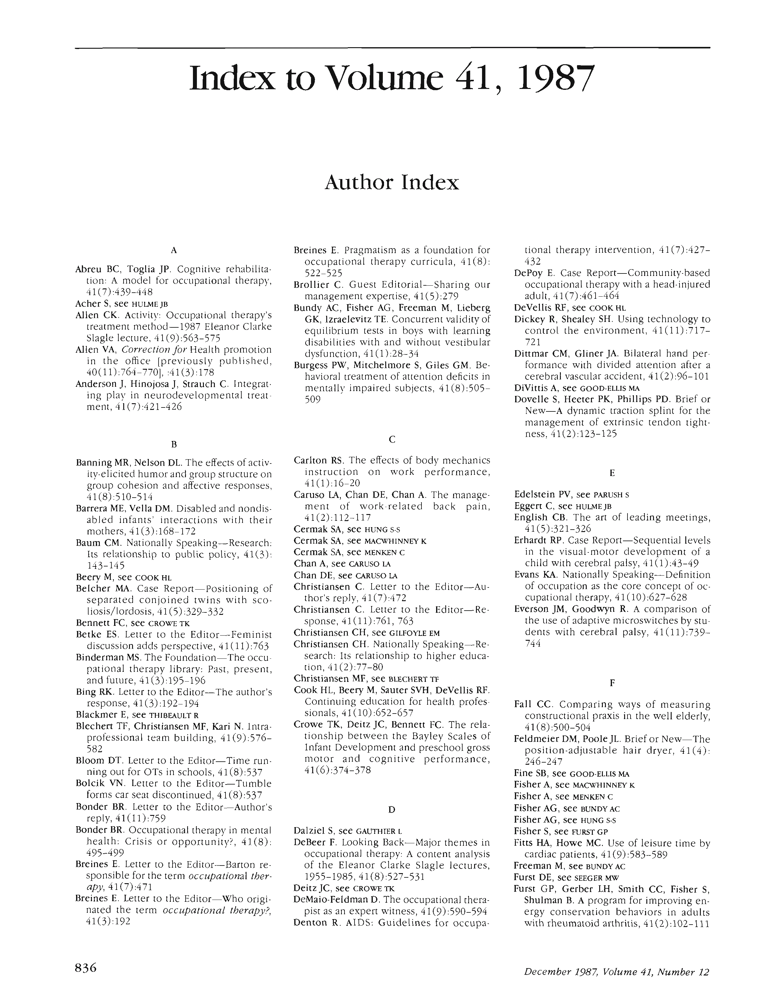First page of Author Index