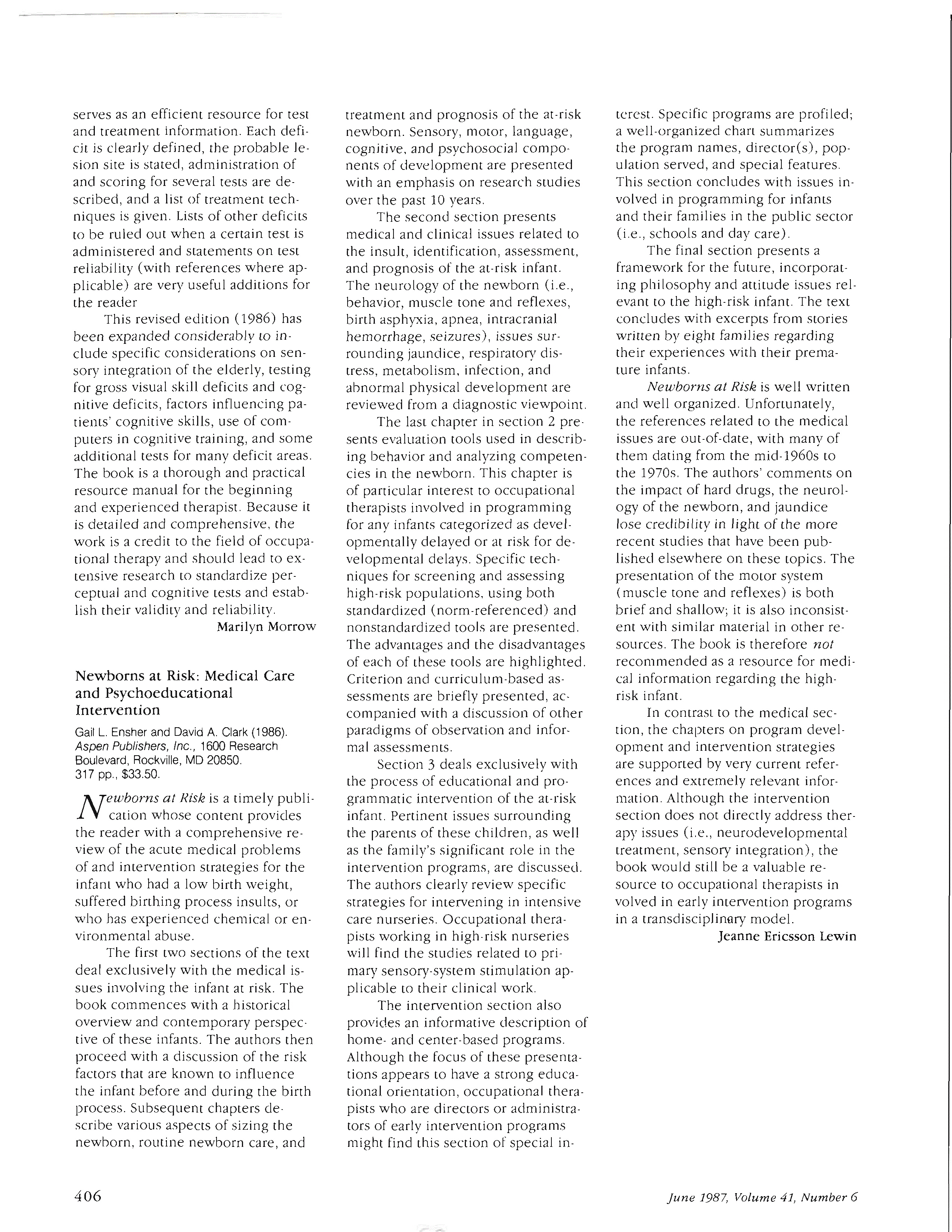 First page of Newborns at Risk: Medical Care and Psychoeducational Intervention