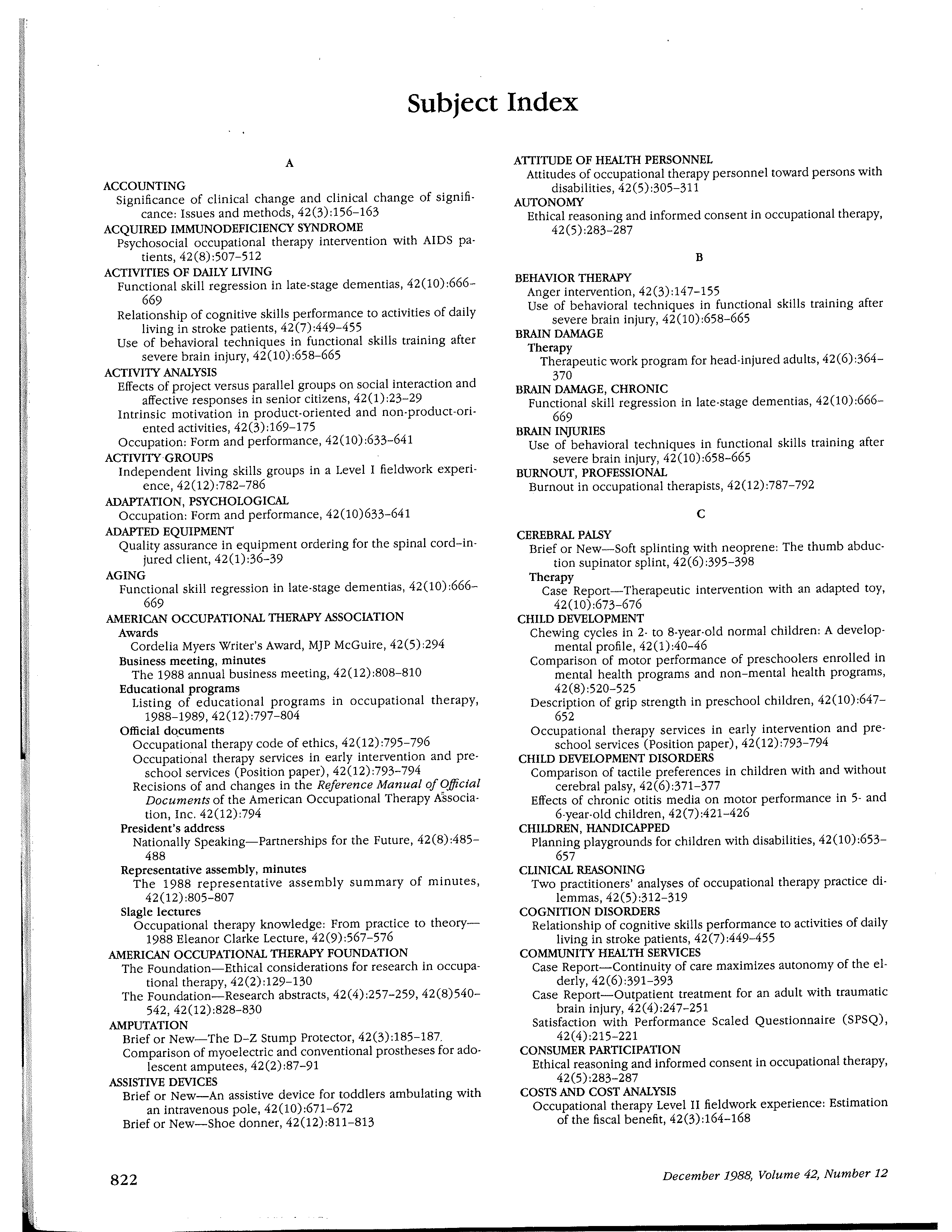 First page of Subject Index