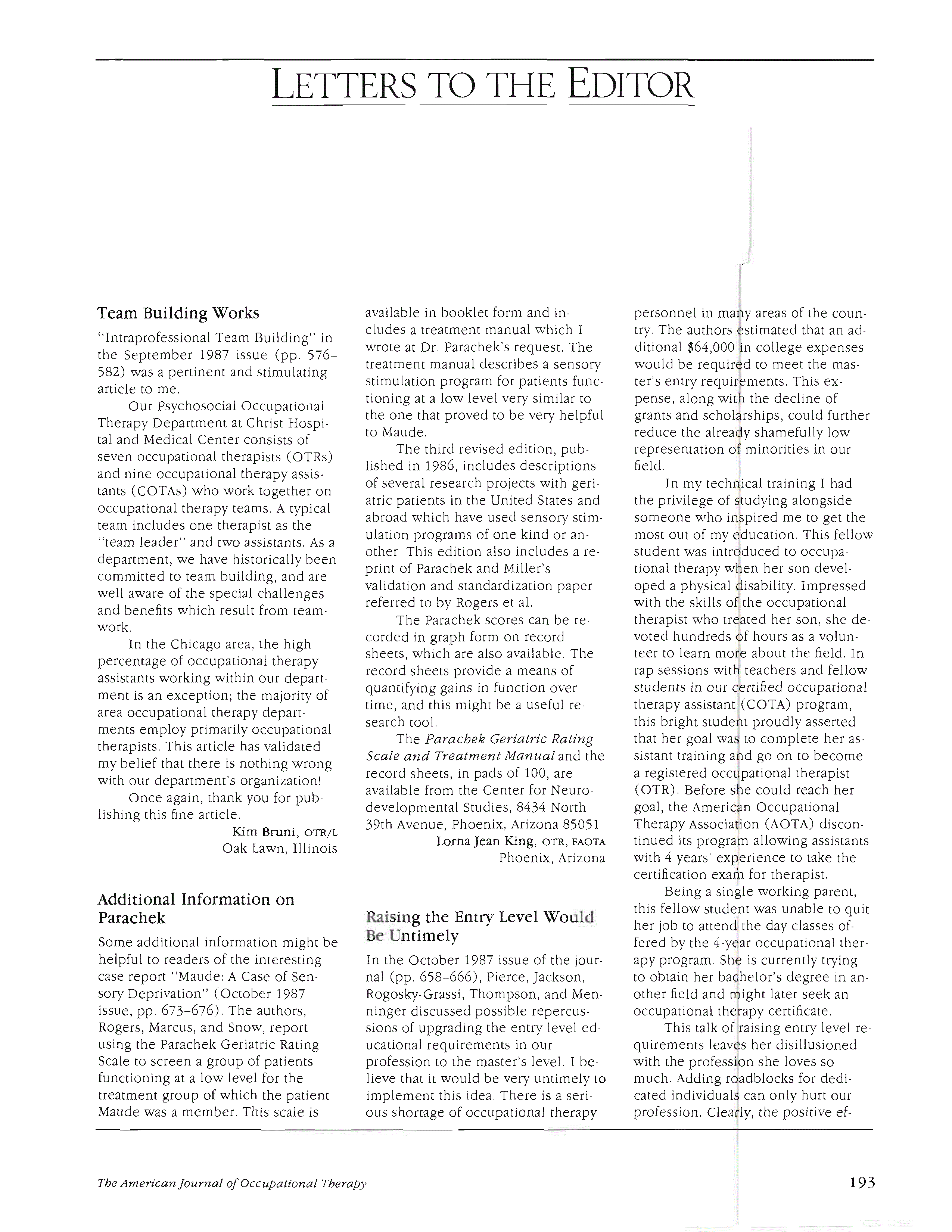 First page of Raising the Entry Level Would Be Untimely