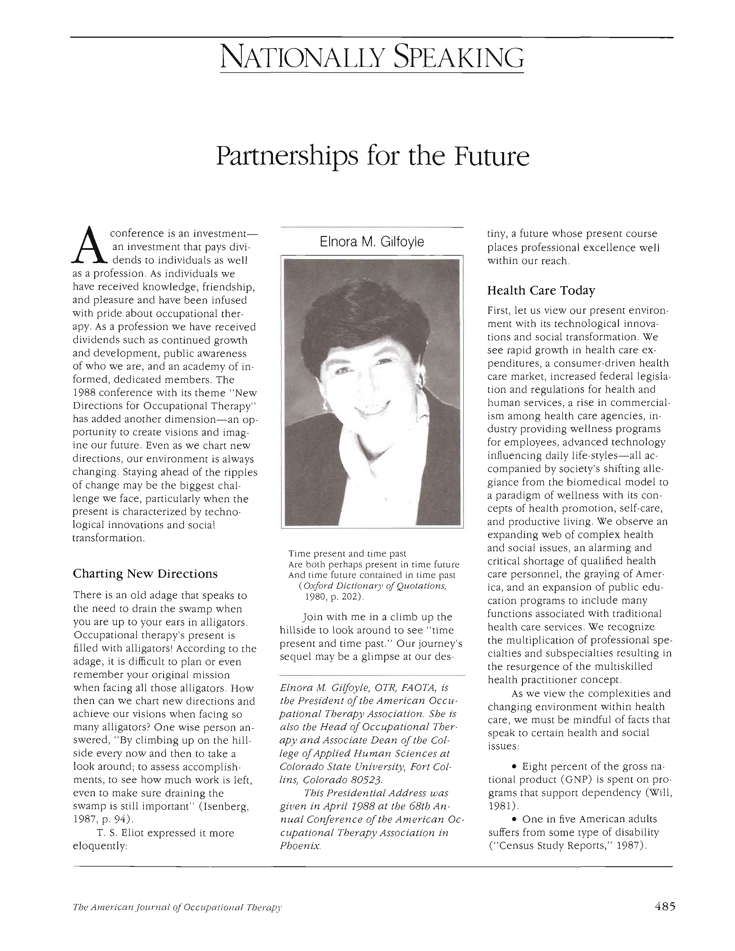 First page of Partnerships for the Future