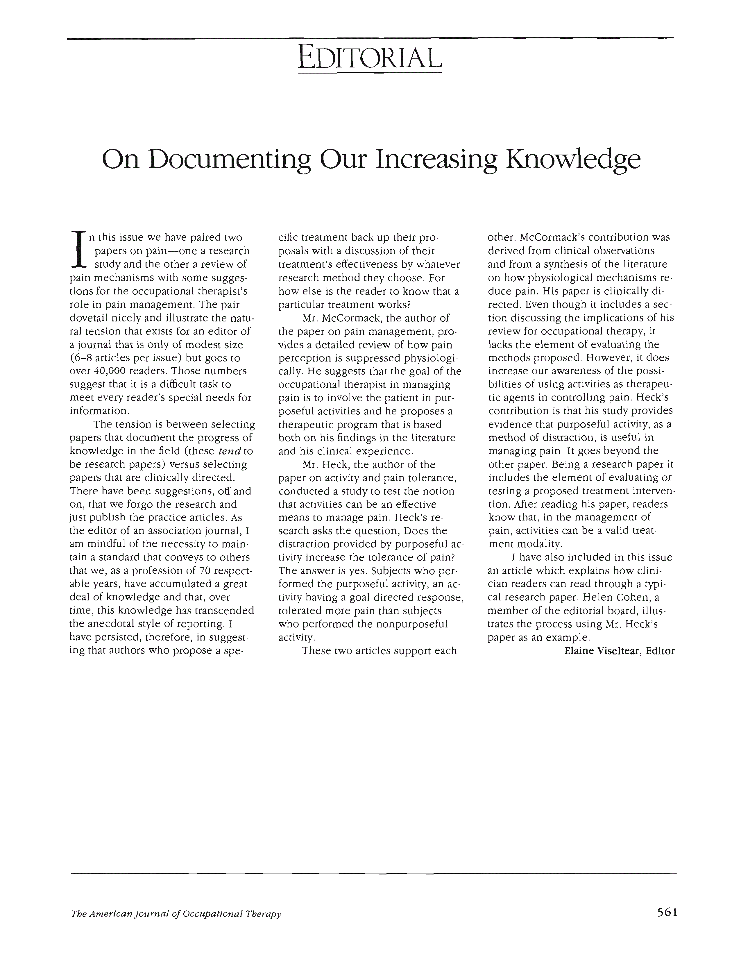 First page of On Documenting Our Increasing Knowledge