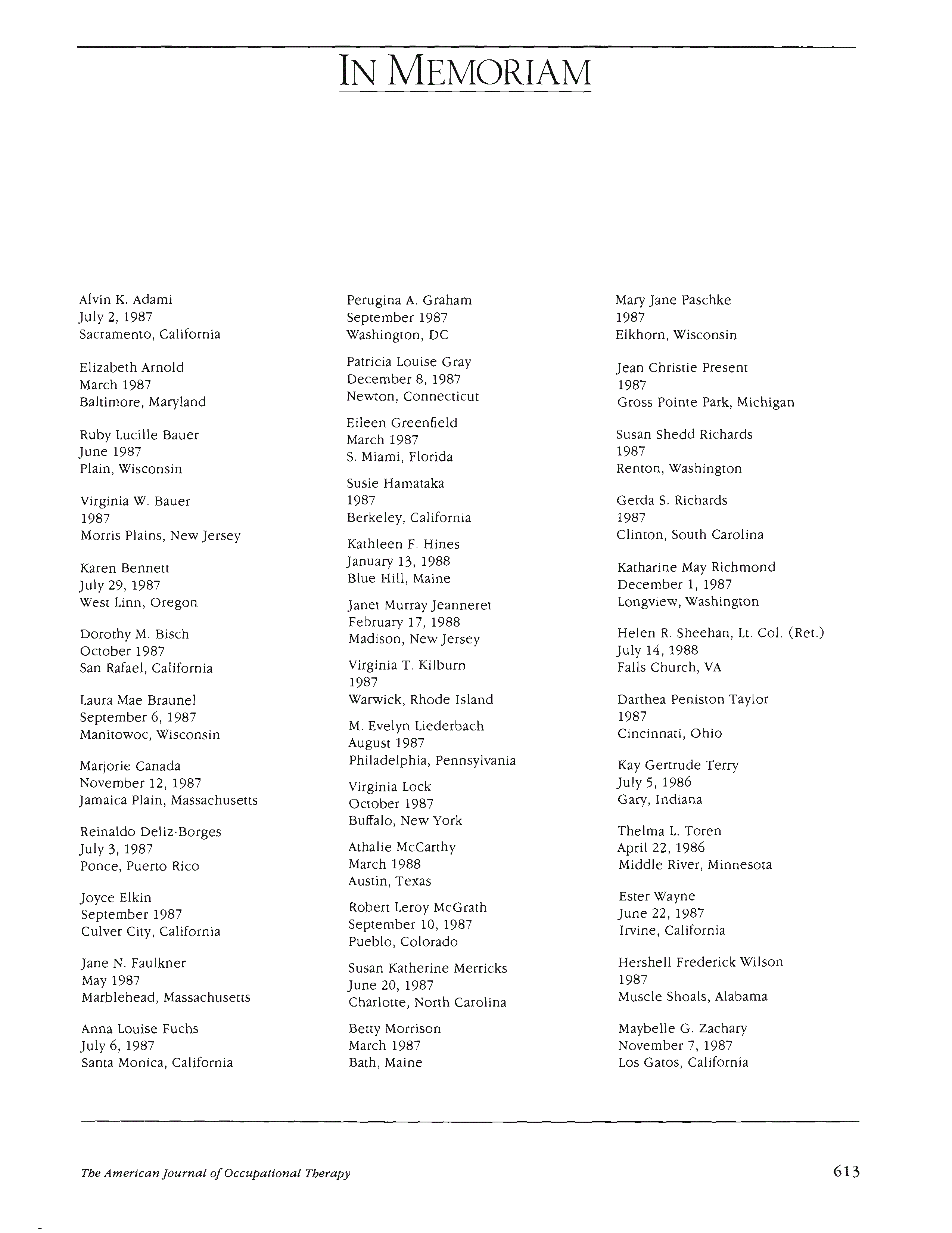First page of In Memoriam