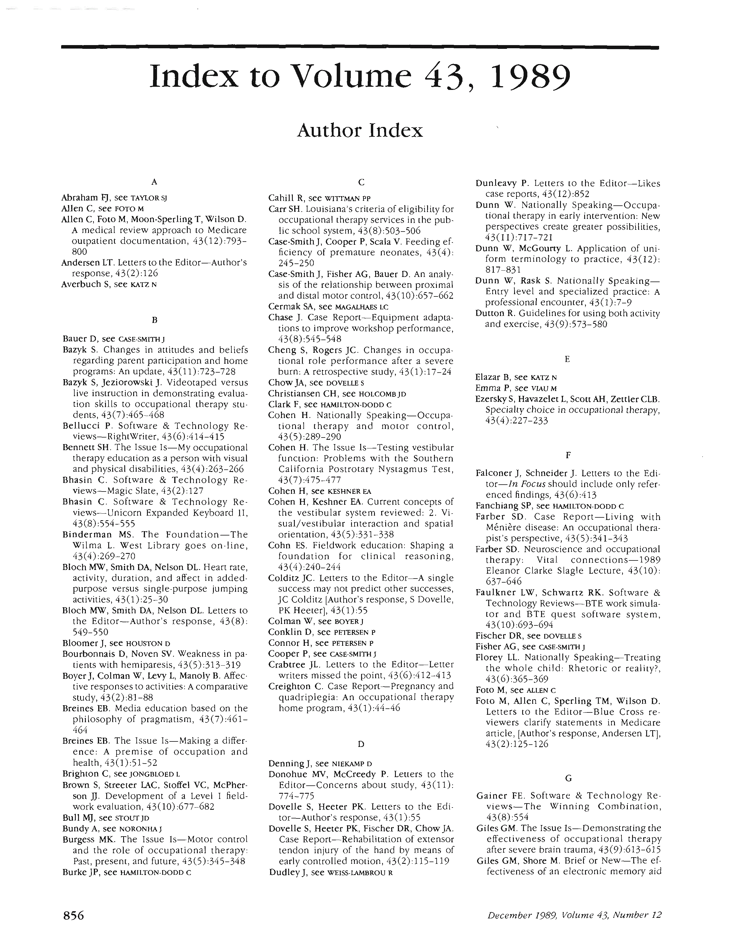 First page of Author Index