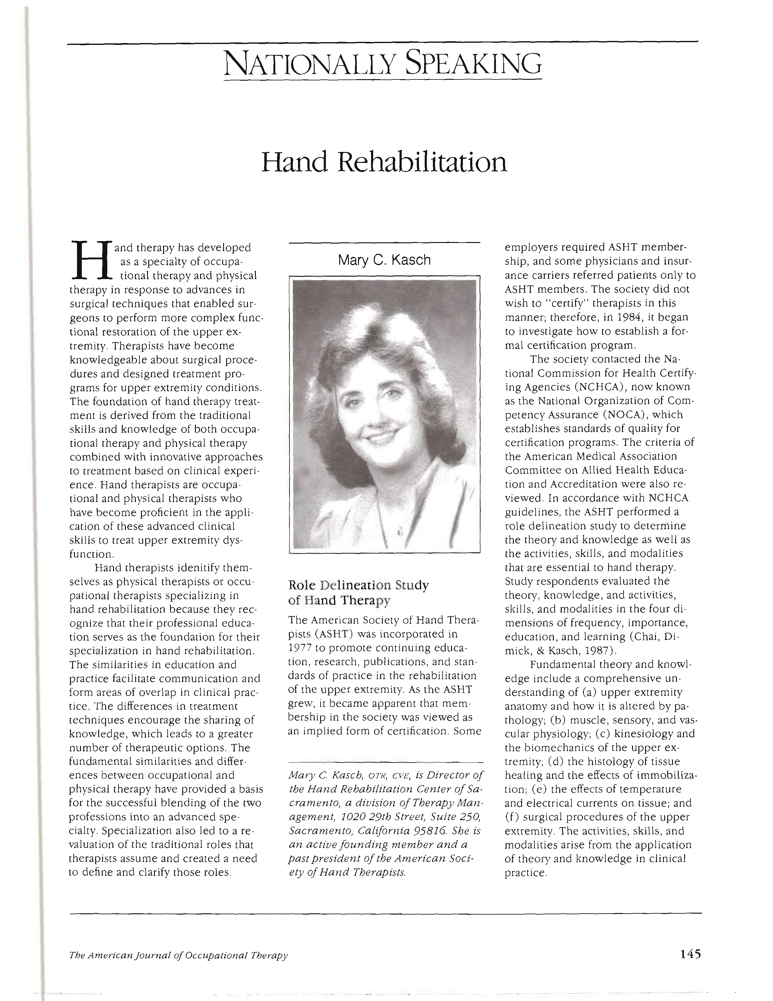 First page of Hand Rehabilitation