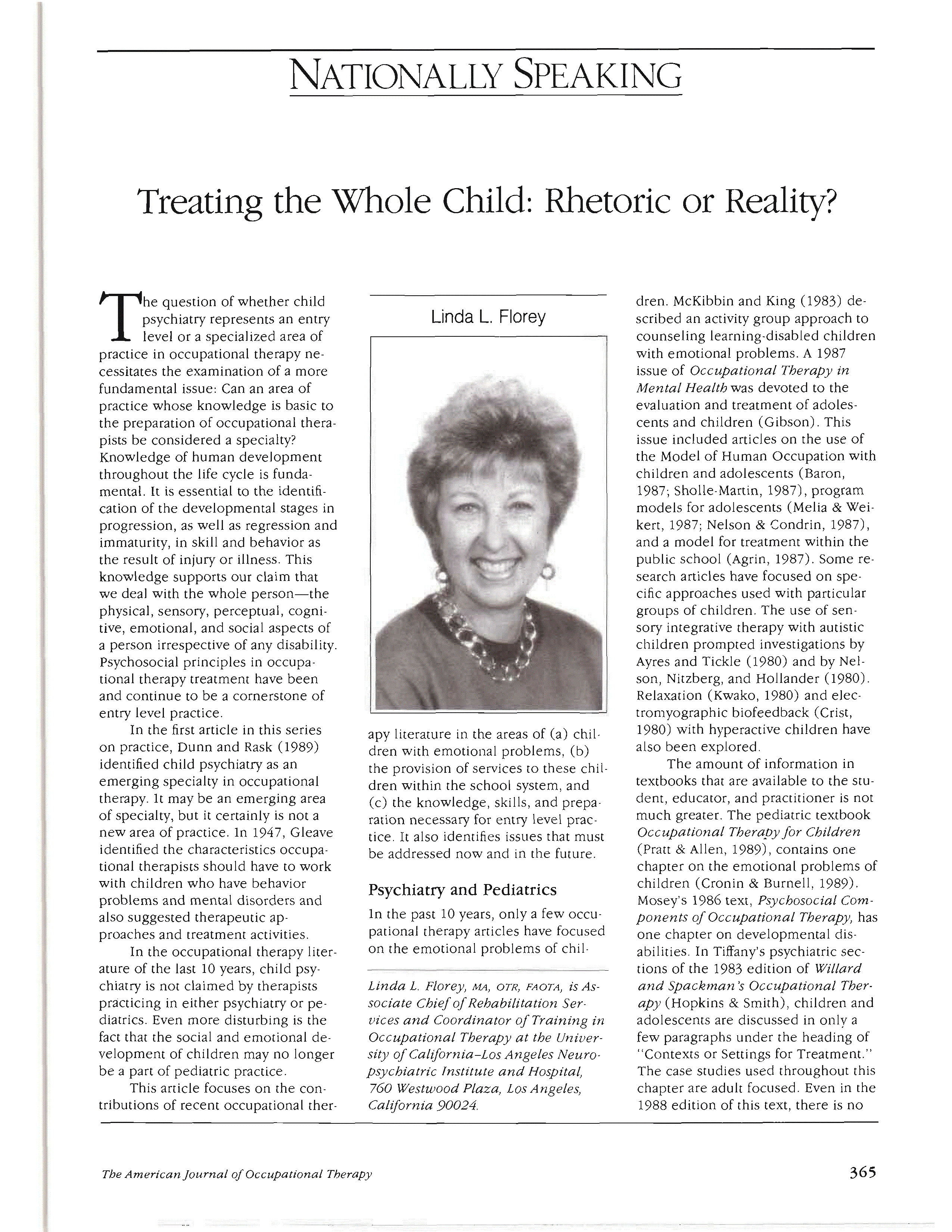 First page of Treating the Whole Child: Rhetoric or Reality?