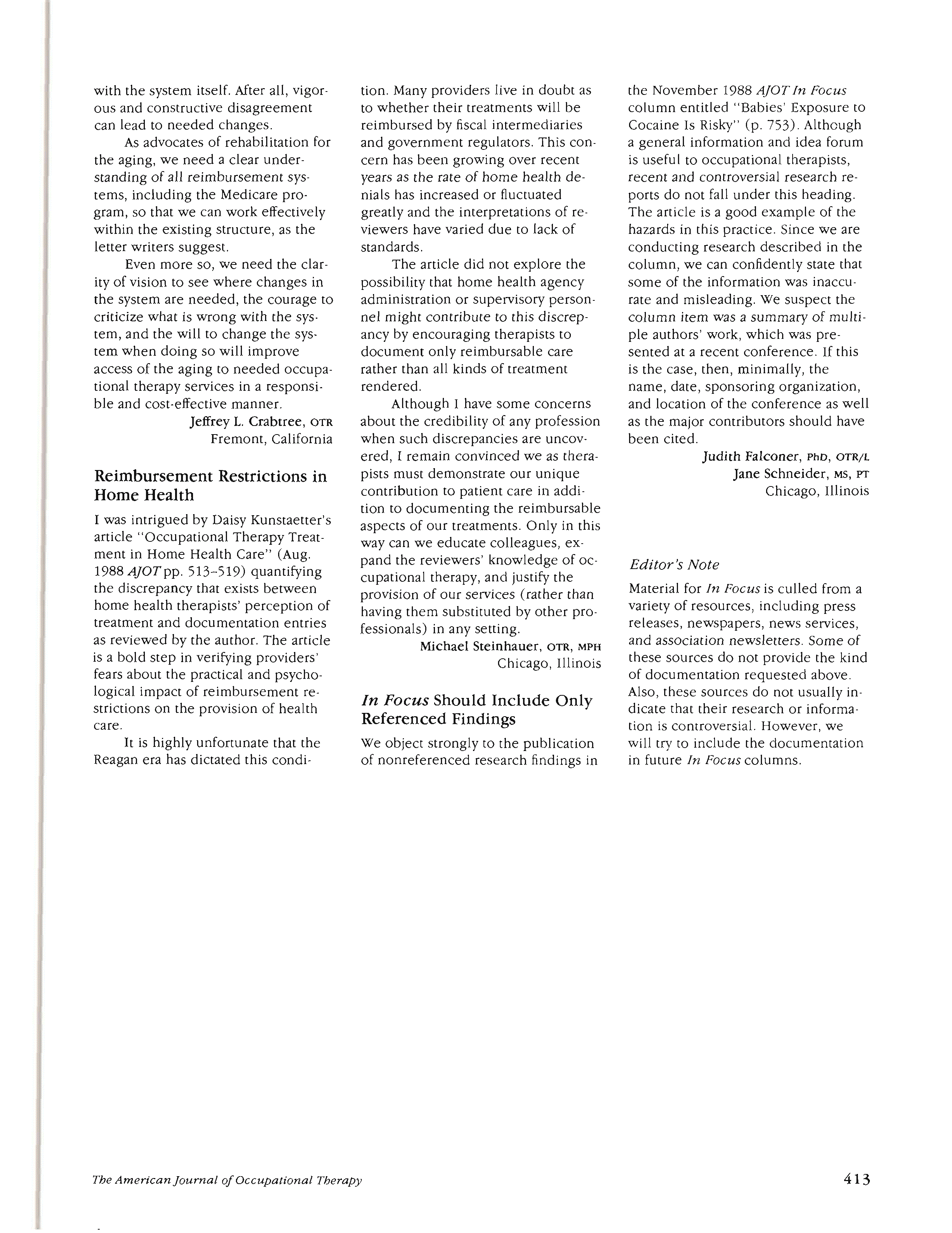 First page of <italic>In Focus</italic> Should Include Only Referenced Findings