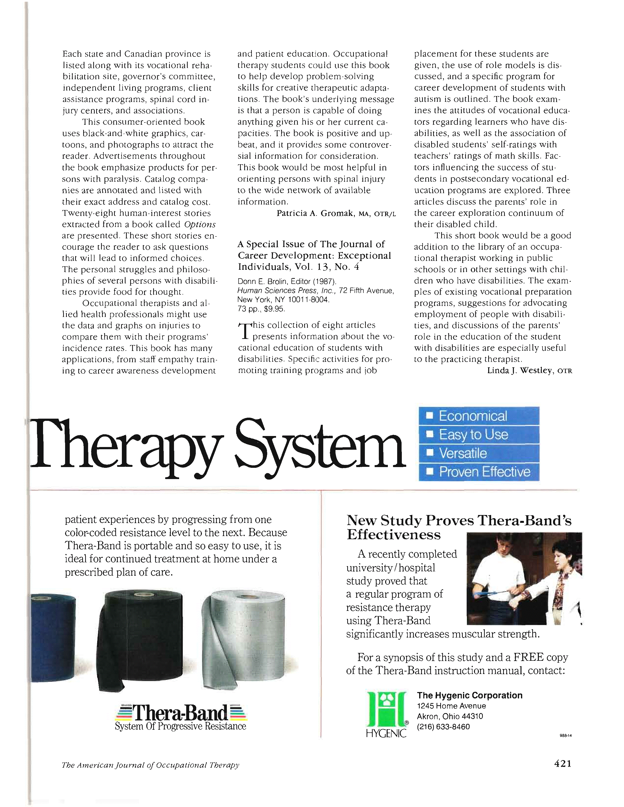 First page of A Special Issue of The Journal of Career Development: Exceptional individuals, Vol. 13, No. 4