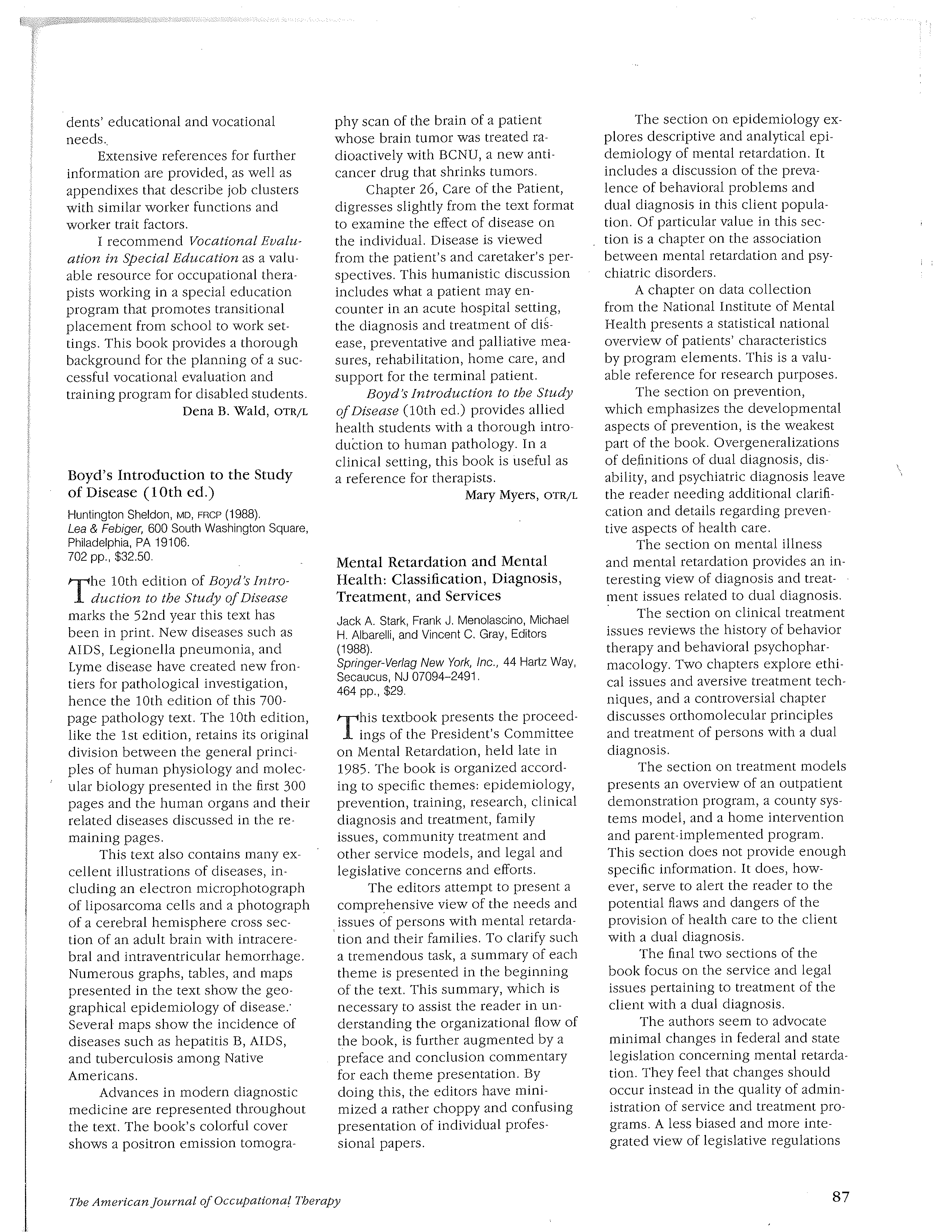 First page of Mental Retardation and Mental Health: Classification, Diagnosis, Treatment, and Services