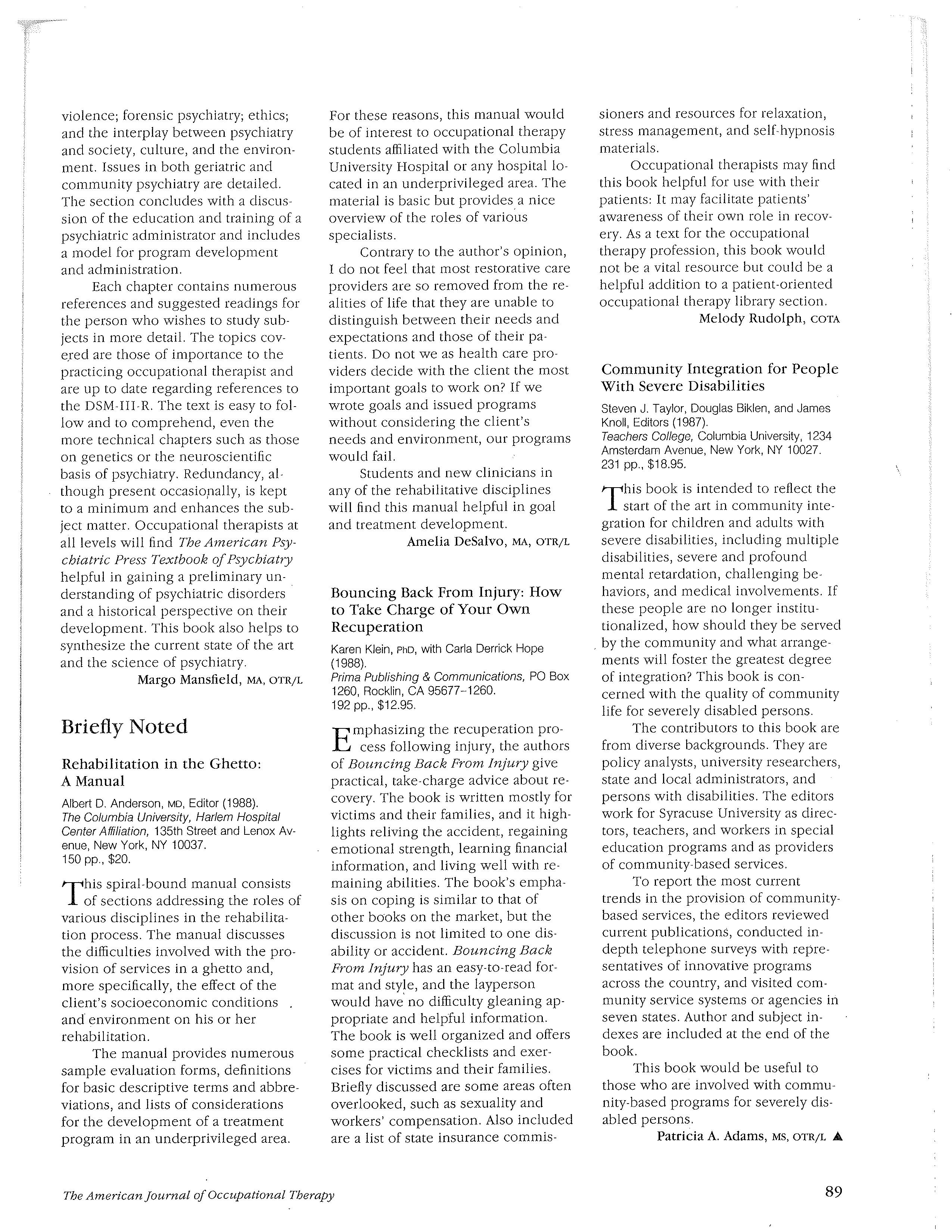 First page of Bouncing Back From Injury: How to Take Charge of Your Own Recuperation