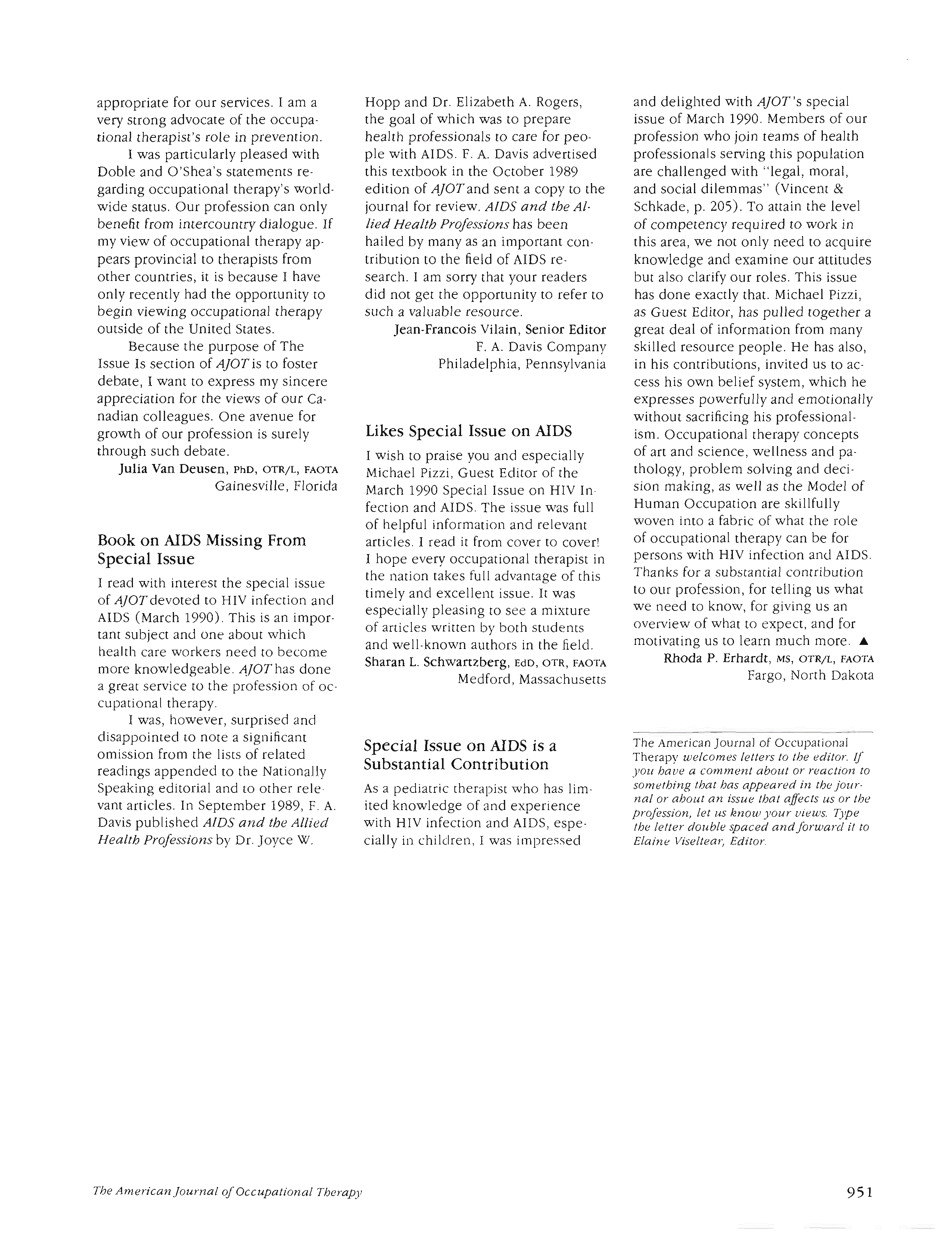 First page of Special Issue on AIDS is a Substantial Contribution