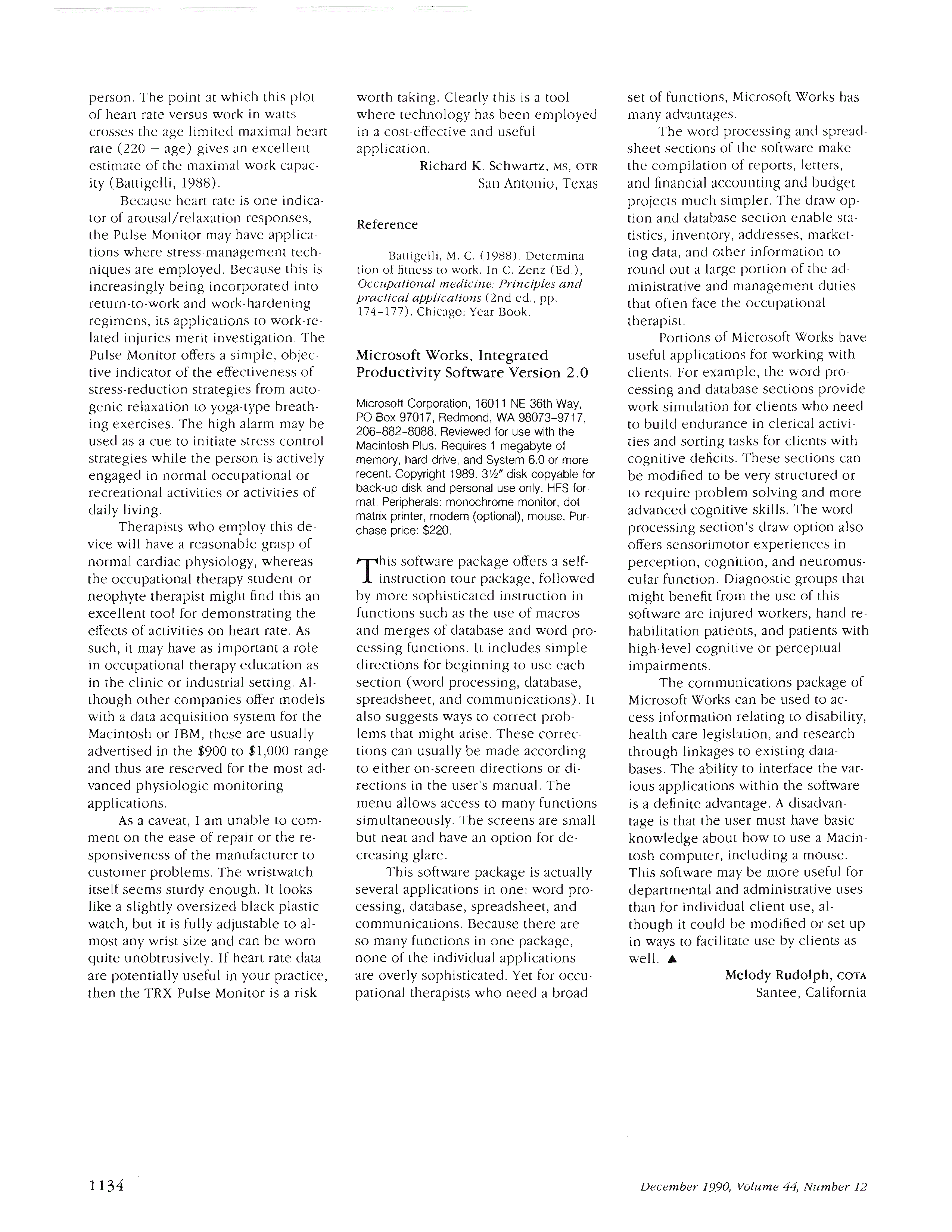 First page of Microsoft Works, Integrated Productivity Software Version 2.0