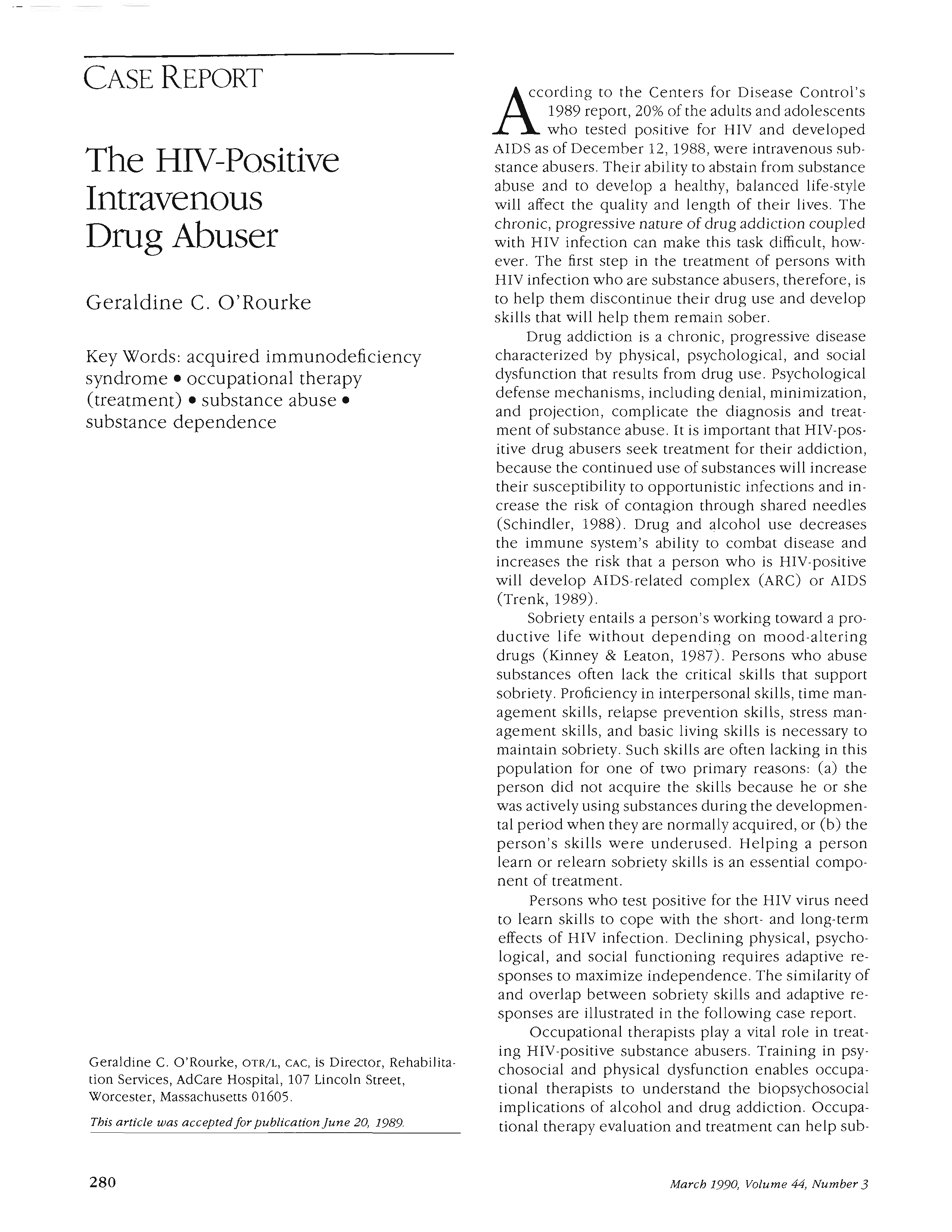 First page of The HIV-Positive Intravenous Drug Abuser