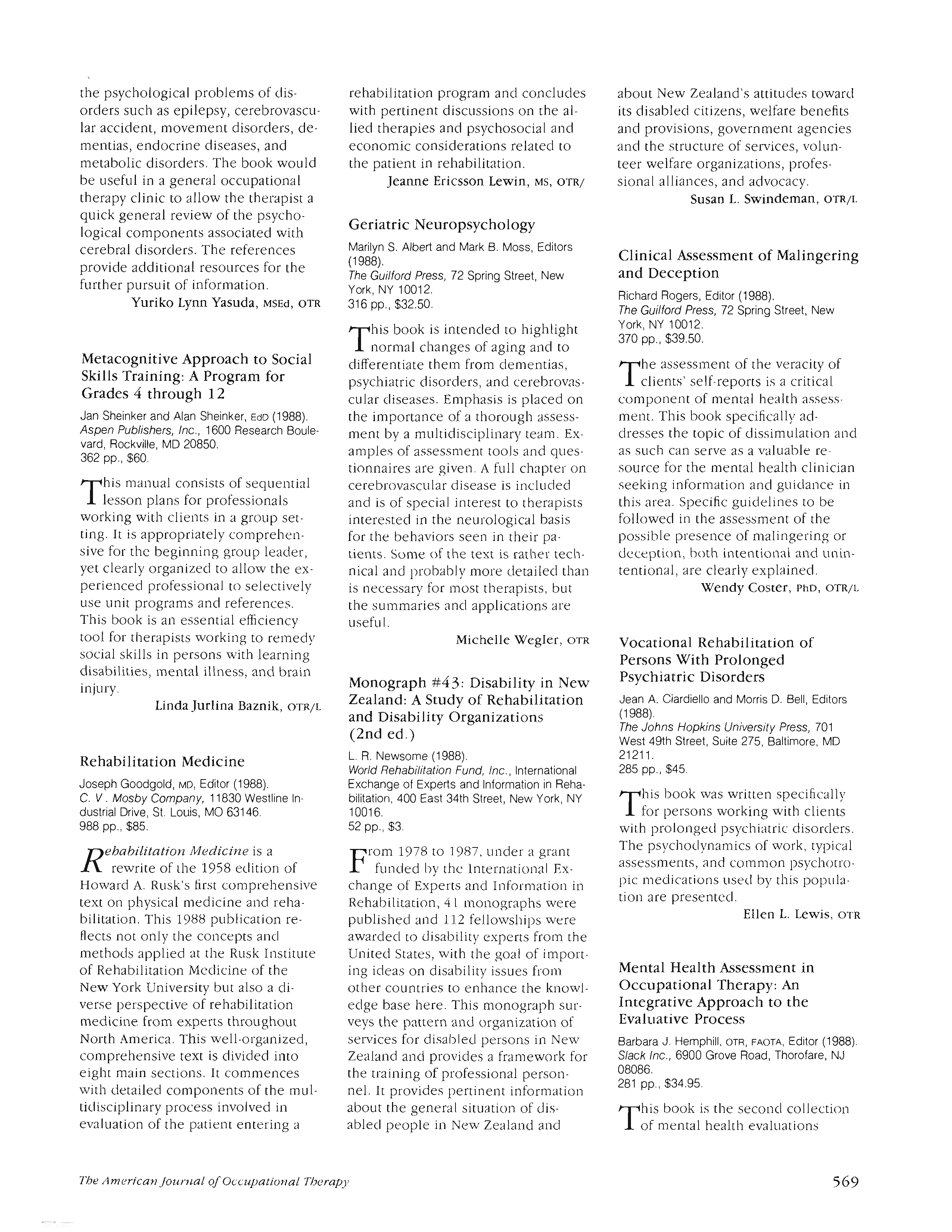 First page of Vocational Rehabilitation of Persons With Prolonged Psychiatric Disorders